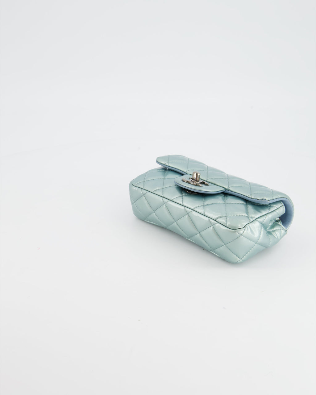 Chanel Pearl Light Blue Mini Rectangular Flap Bag with  Ruthenium Hardware