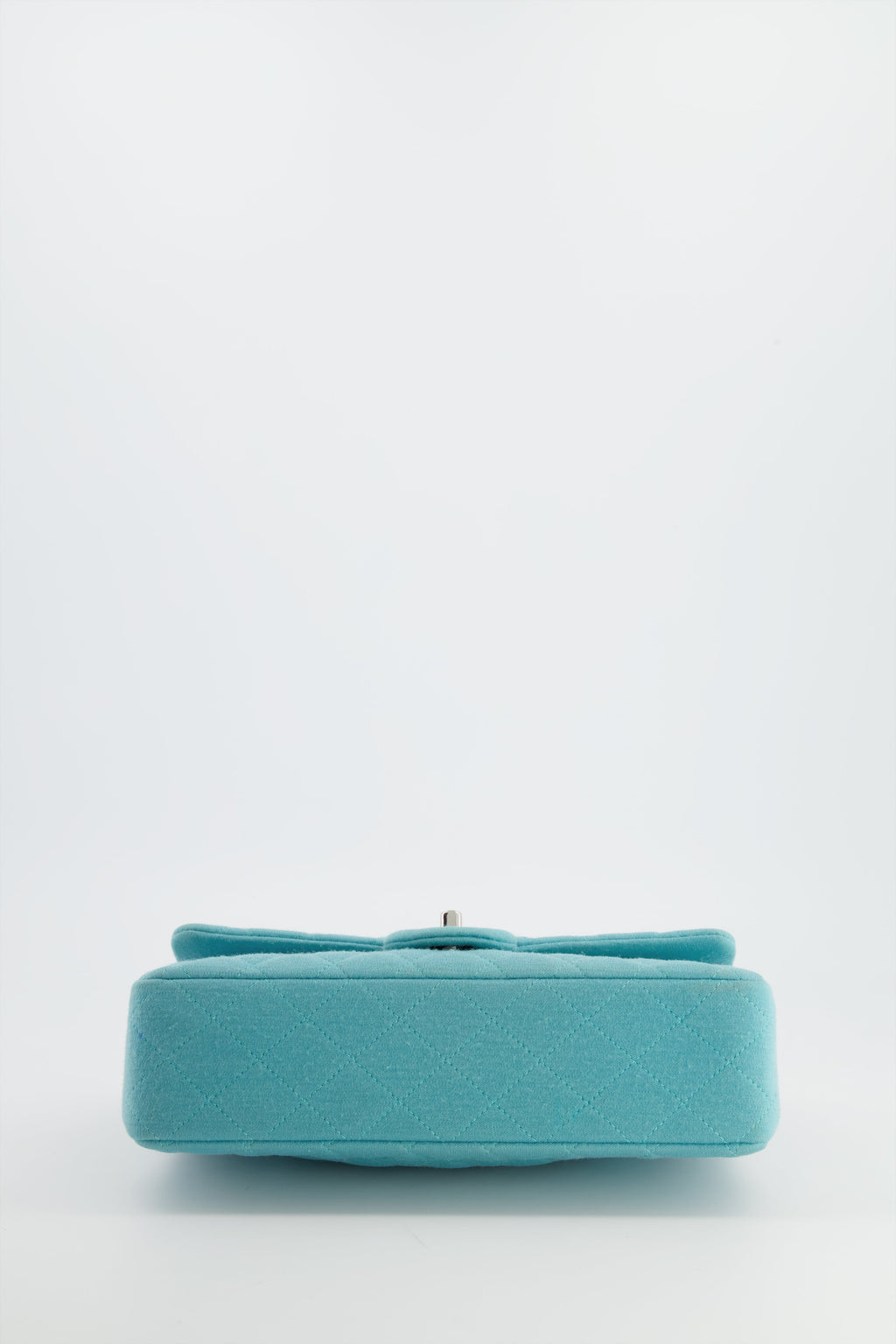 Chanel Turquoise Blue Canvas Medium Classic Double Flap with Silver Hardware  RRP - £8,530