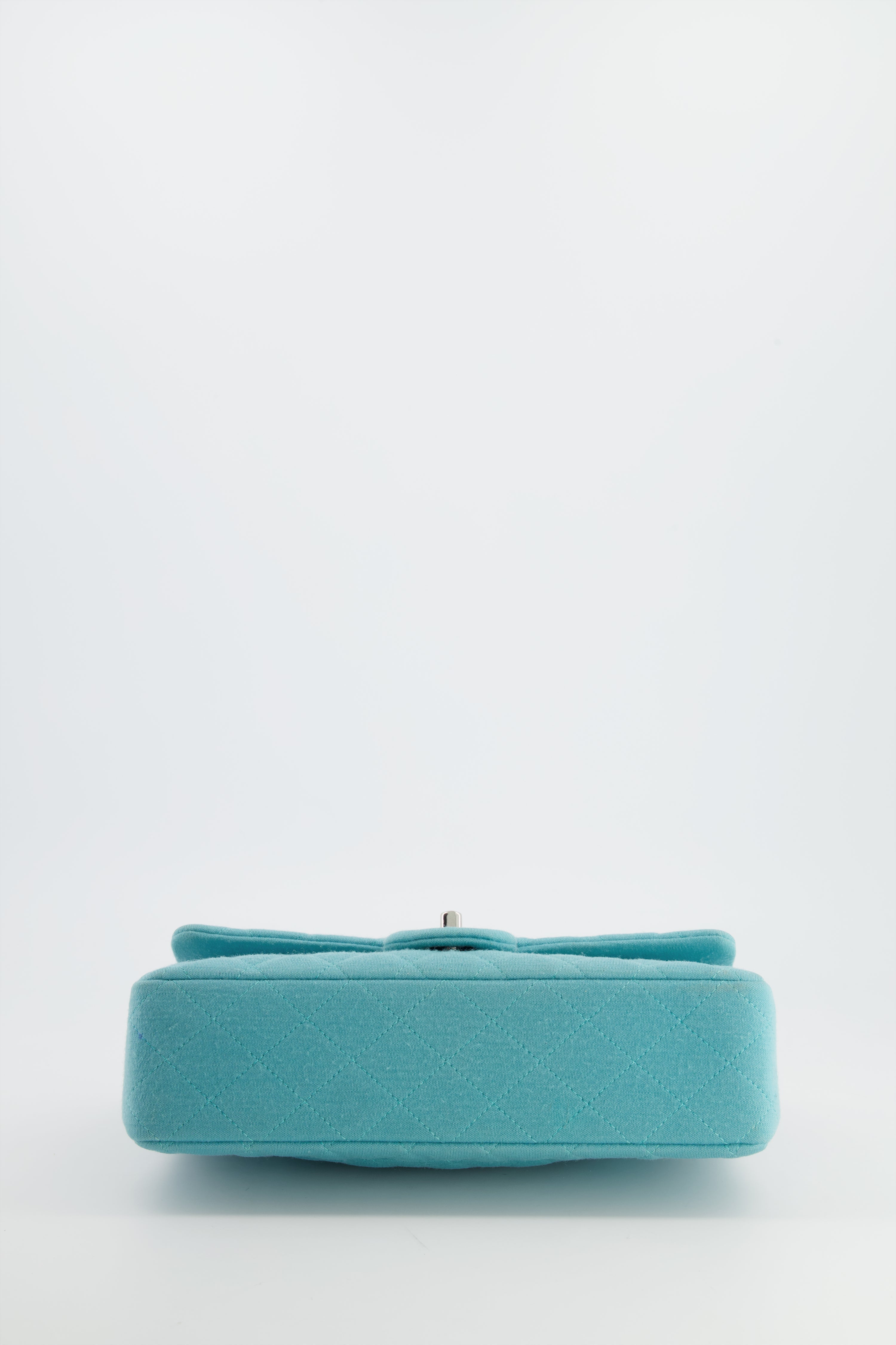 Chanel Turquoise Blue Canvas Medium Classic Double Flap with Silver Hardware  RRP - £8,530