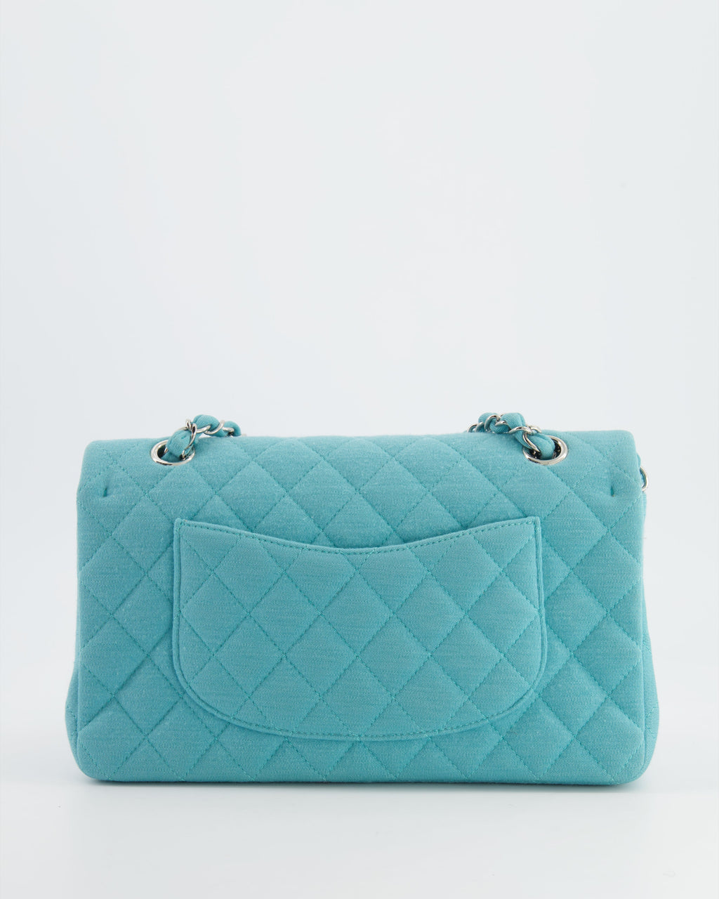 Chanel Turquoise Blue Canvas Medium Classic Double Flap with Silver Hardware  RRP - £8,530