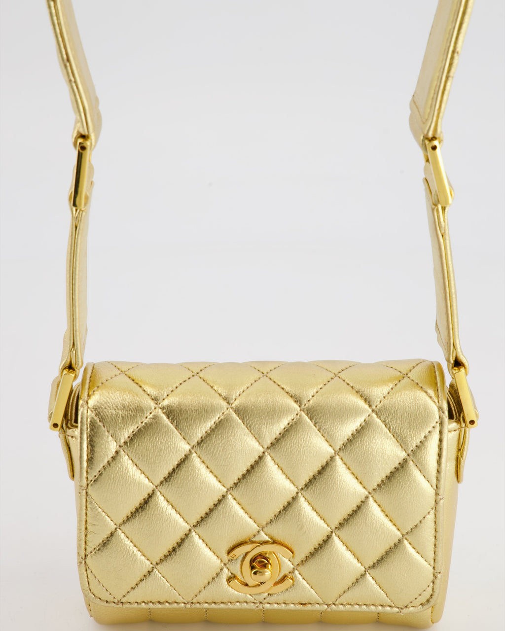 Chanel Vintage Gold Quilted Mini Bag with 24K Gold Hardware