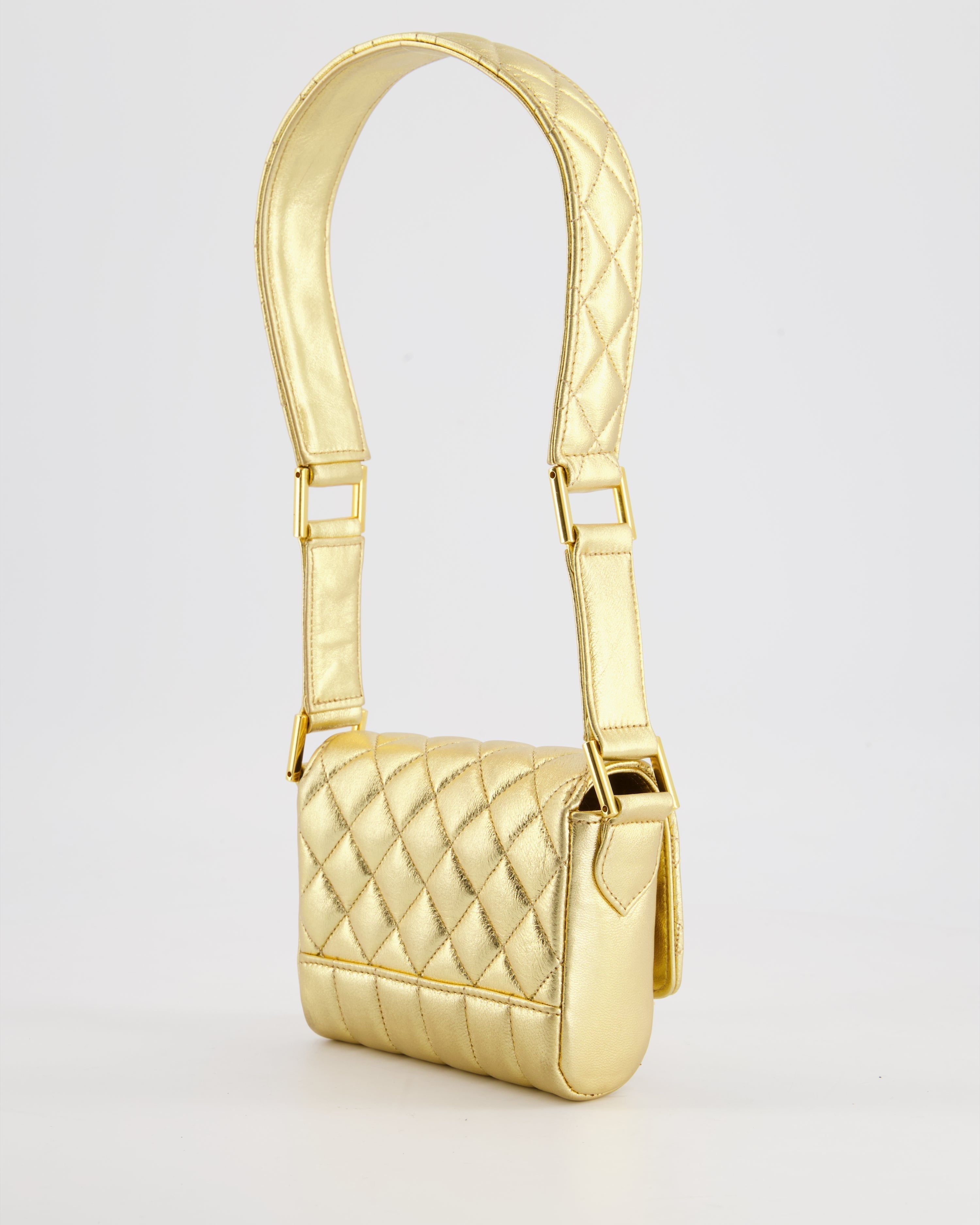 Chanel Vintage Gold Quilted Mini Bag with 24K Gold Hardware
