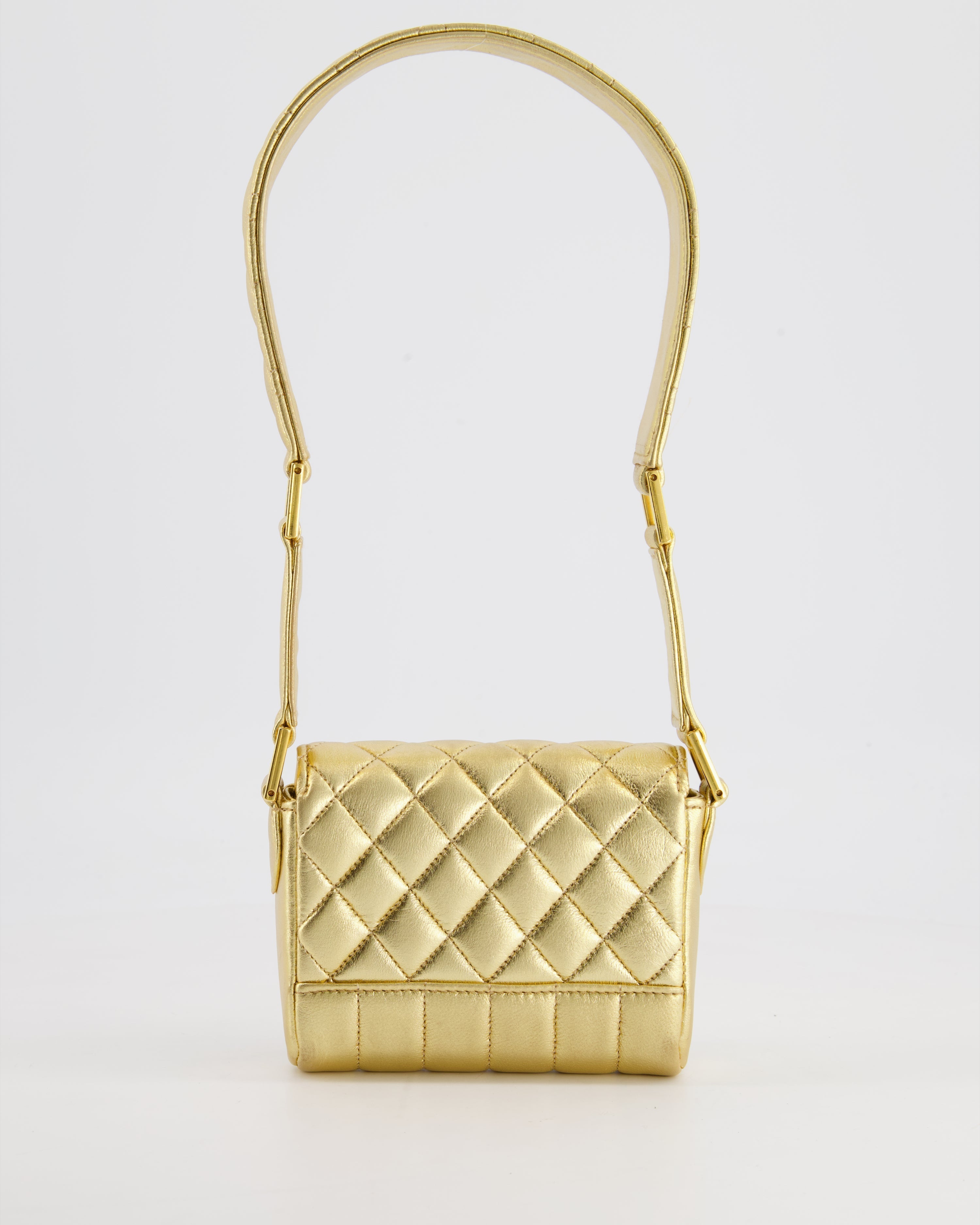 Chanel Vintage Gold Quilted Mini Bag with 24K Gold Hardware