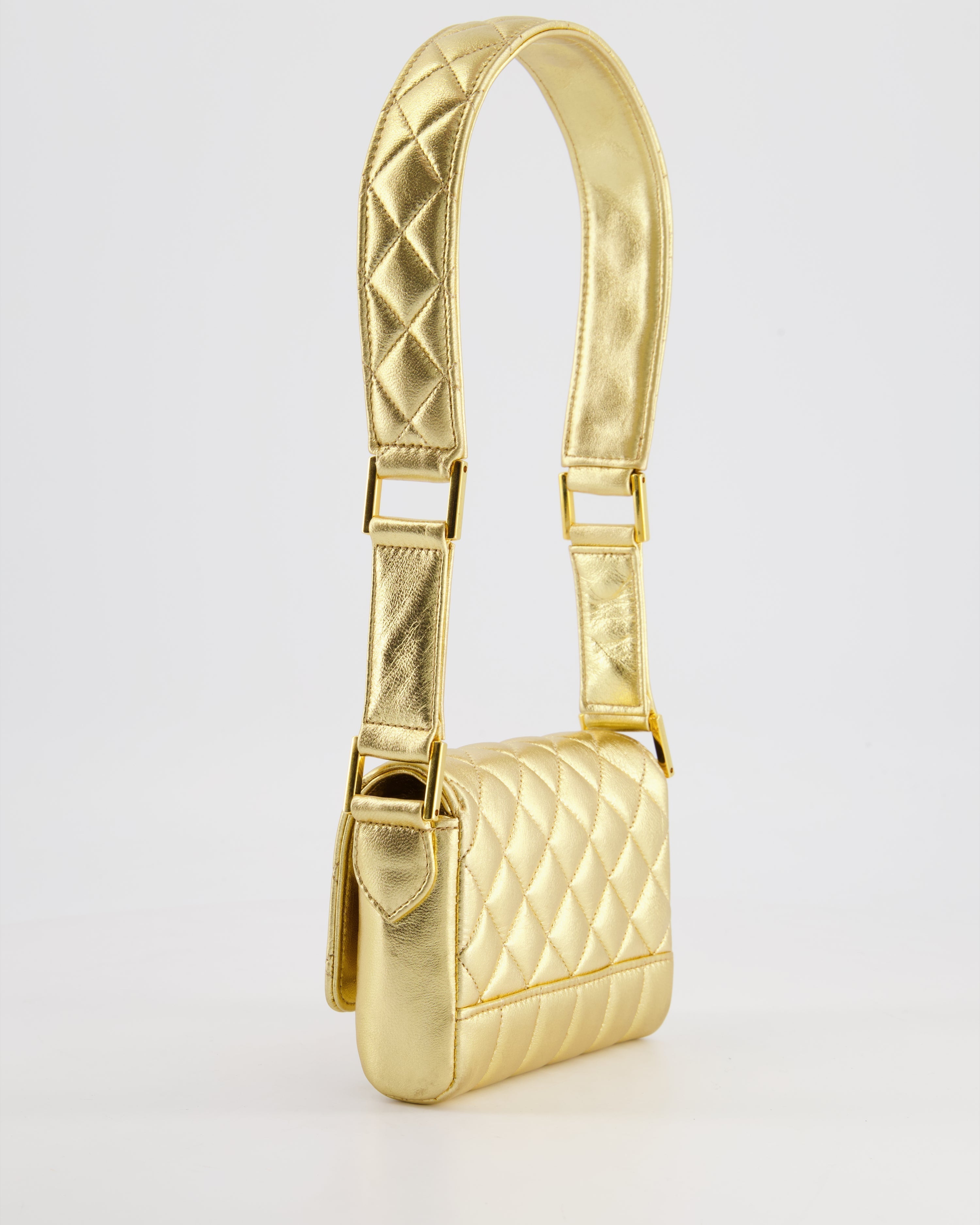 Chanel Vintage Gold Quilted Mini Bag with 24K Gold Hardware