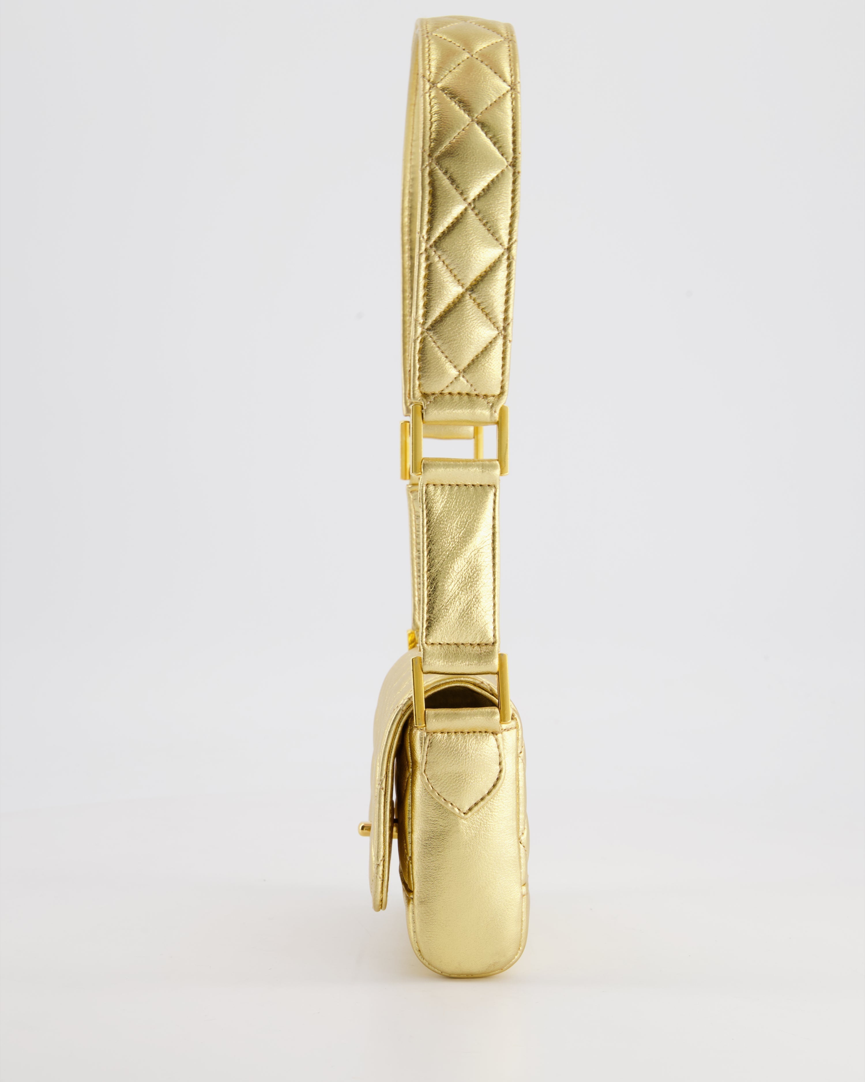 Chanel Vintage Gold Quilted Mini Bag with 24K Gold Hardware