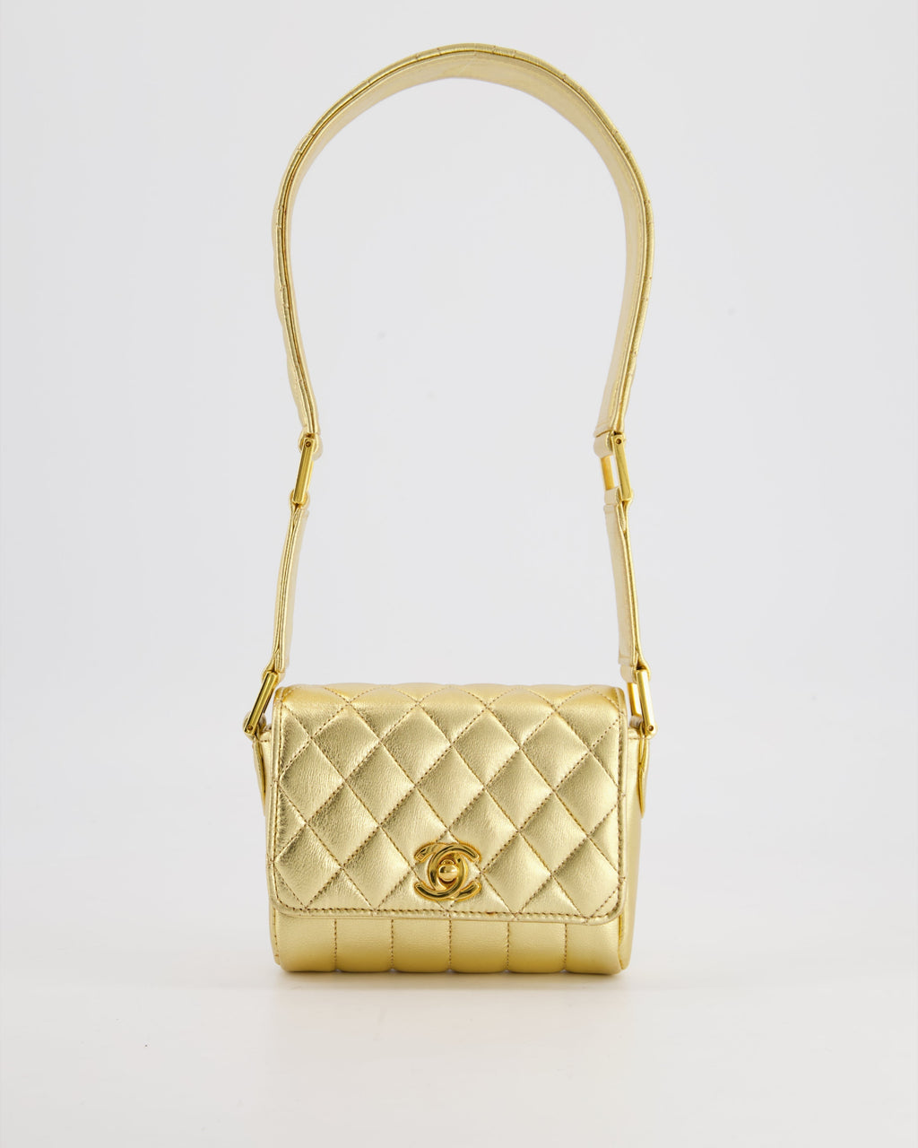 Chanel Vintage Gold Quilted Mini Bag with 24K Gold Hardware
