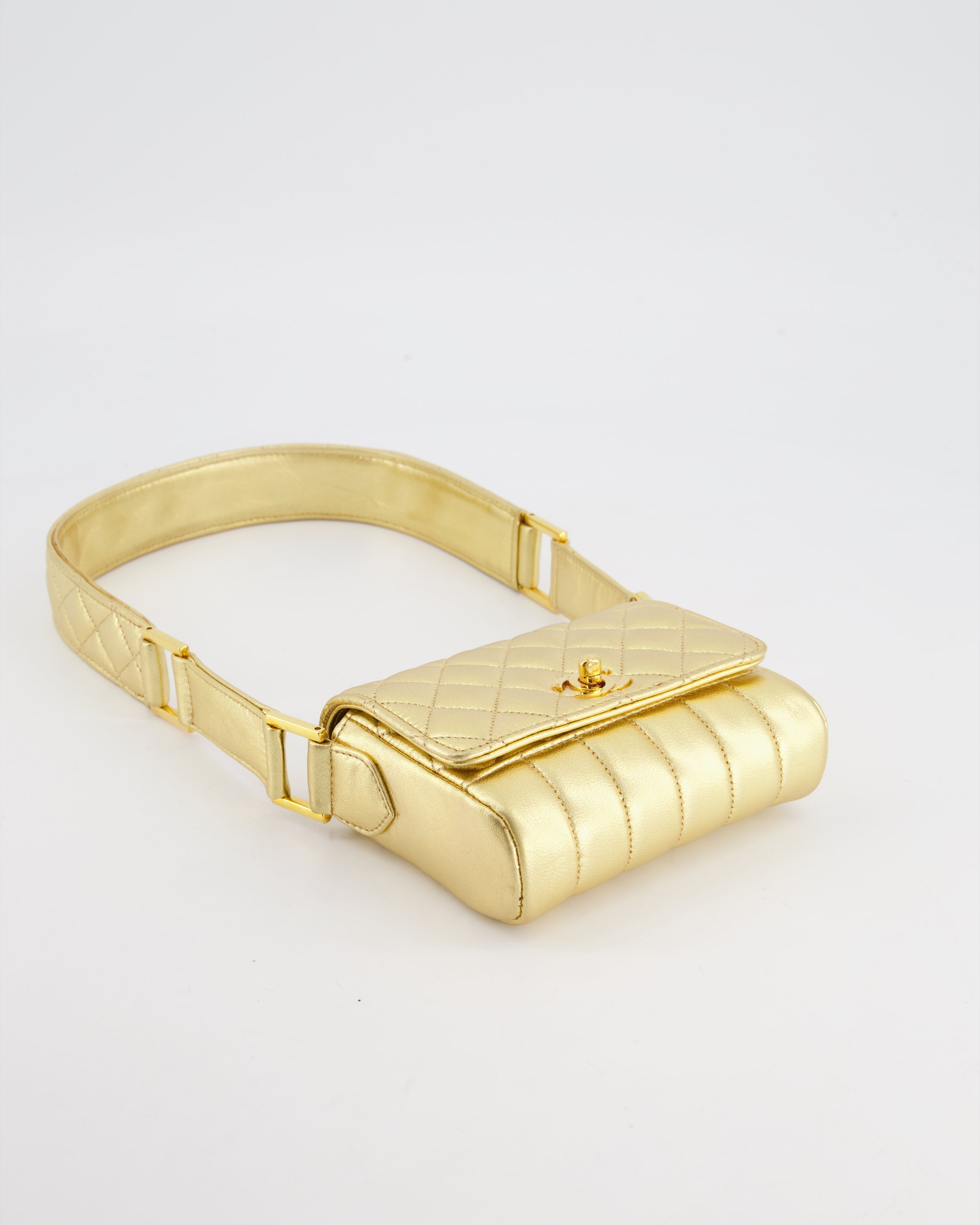 Chanel Vintage Gold Quilted Mini Bag with 24K Gold Hardware