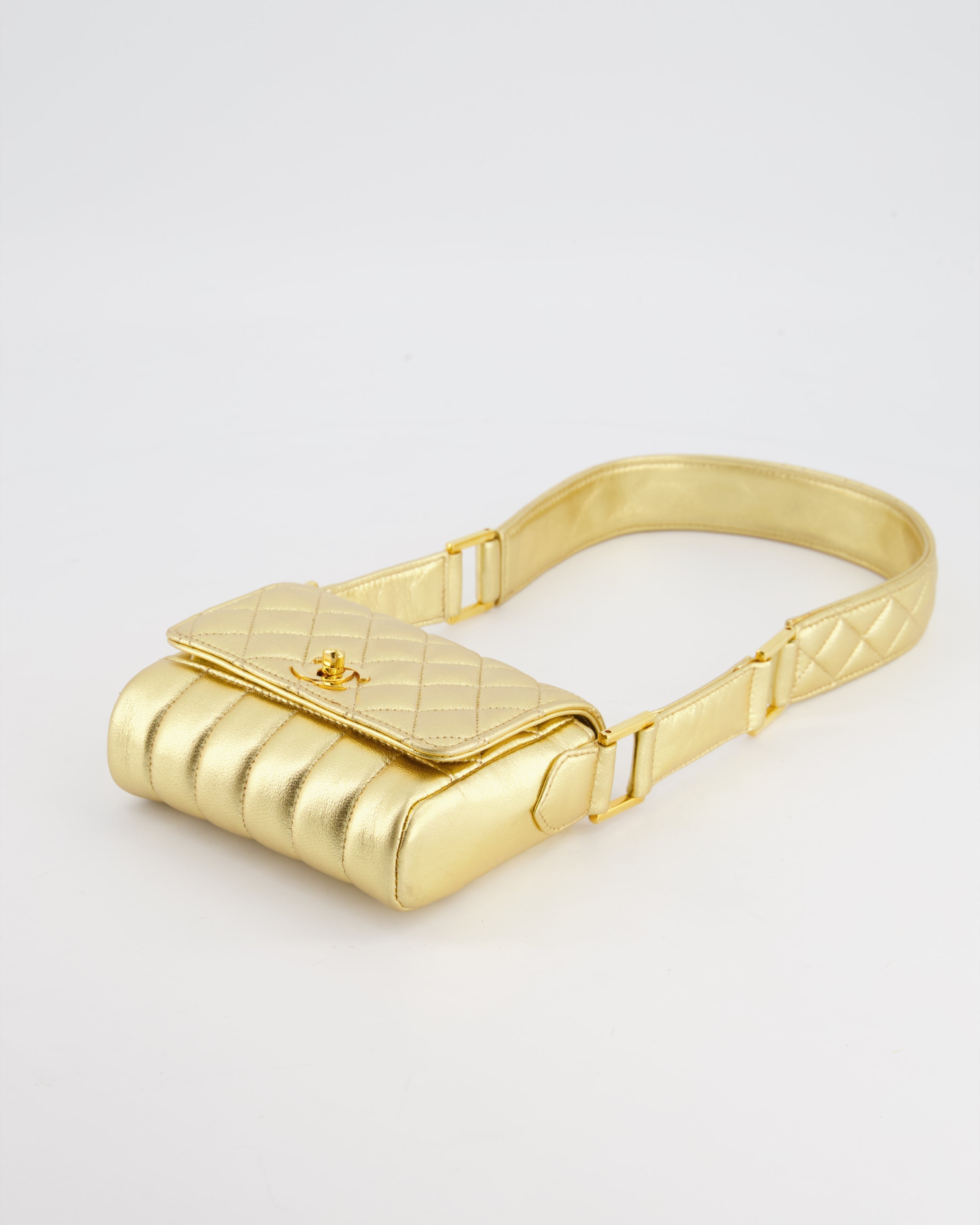 Chanel Vintage Gold Quilted Mini Bag with 24K Gold Hardware