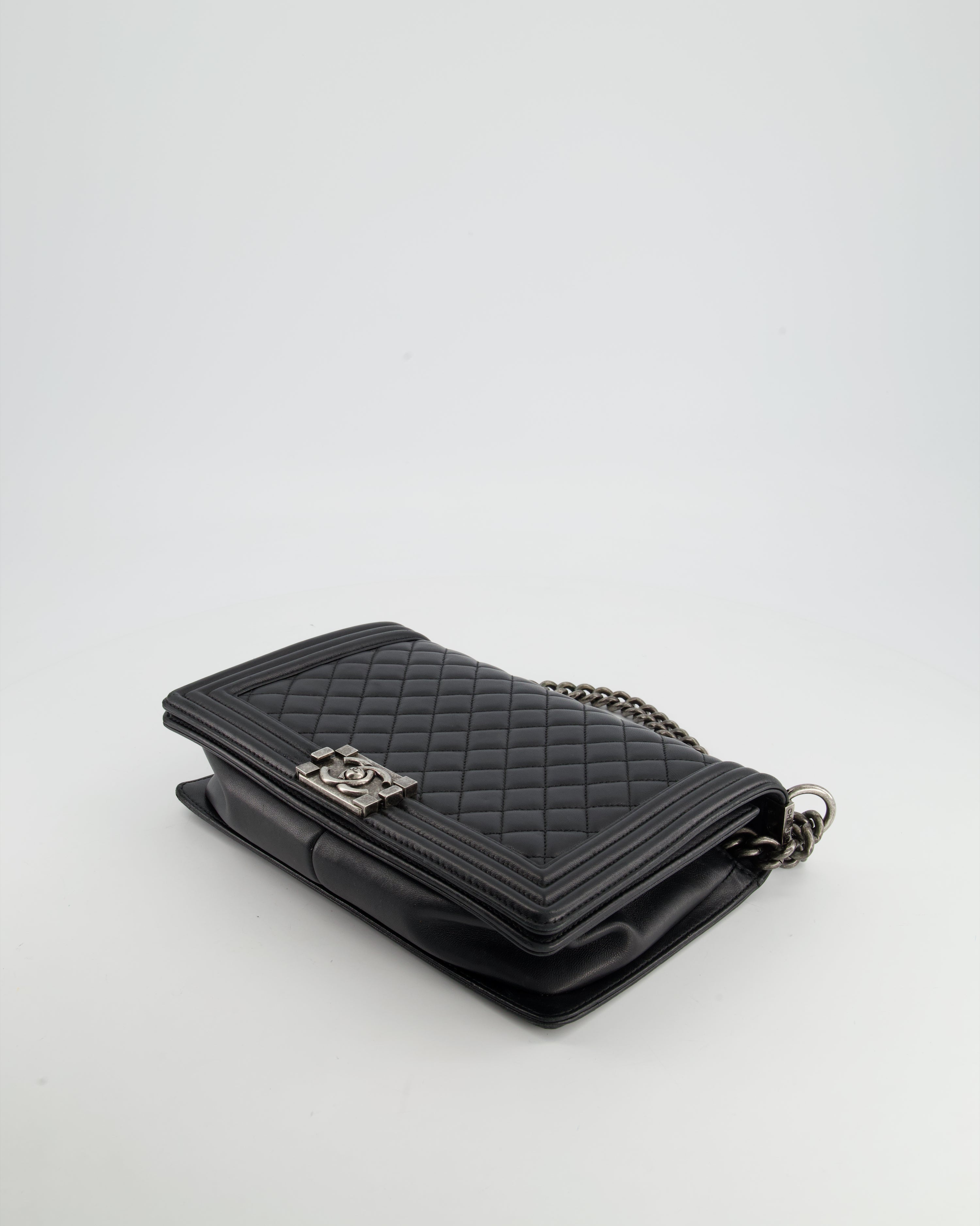 Chanel Black Large Boy Bag in Lambskin Leather with Ruthenium Hardware