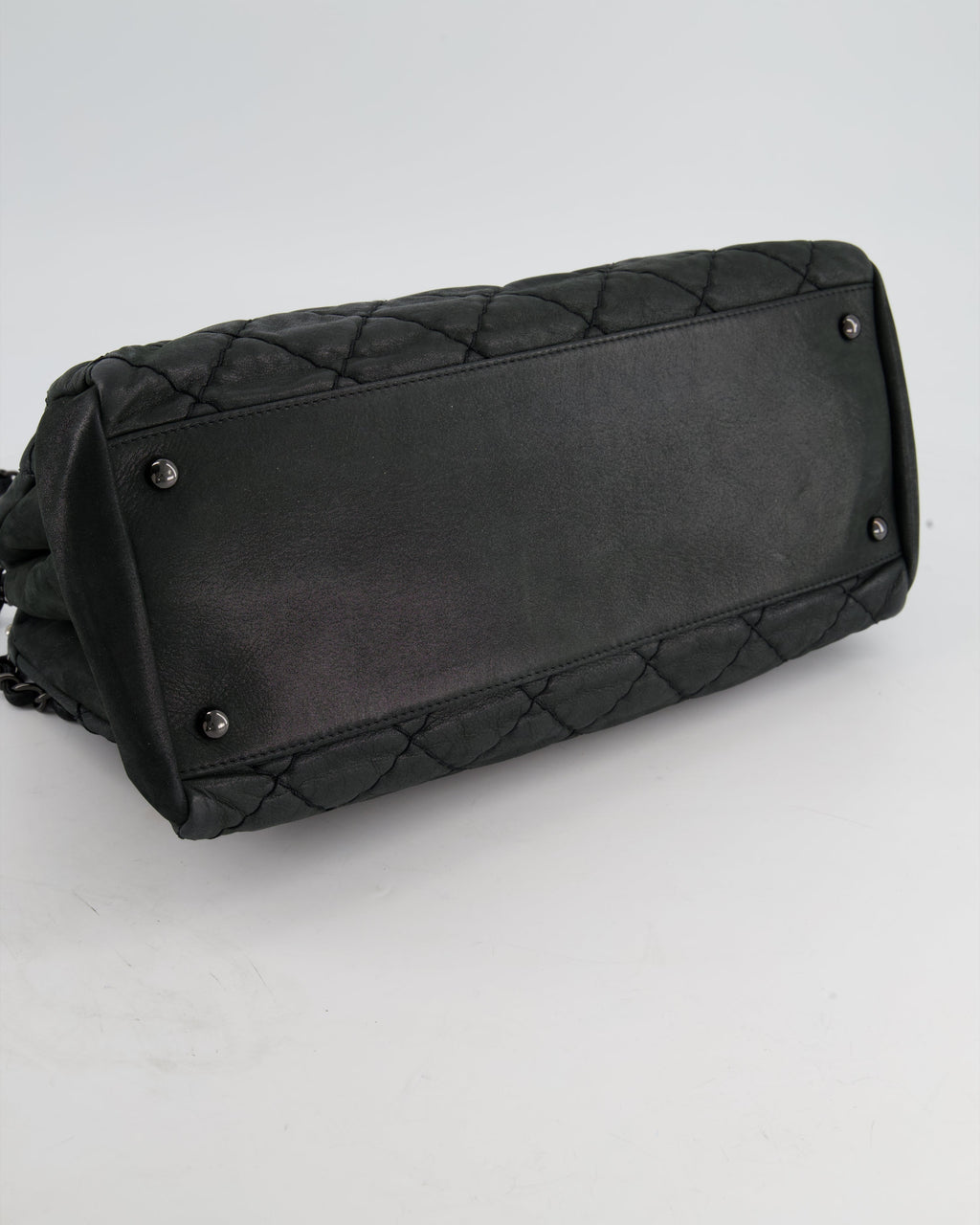 Chanel Charcoal Shimmer Quilted Lambskin CC Shoulder Bag with So Black Hardware