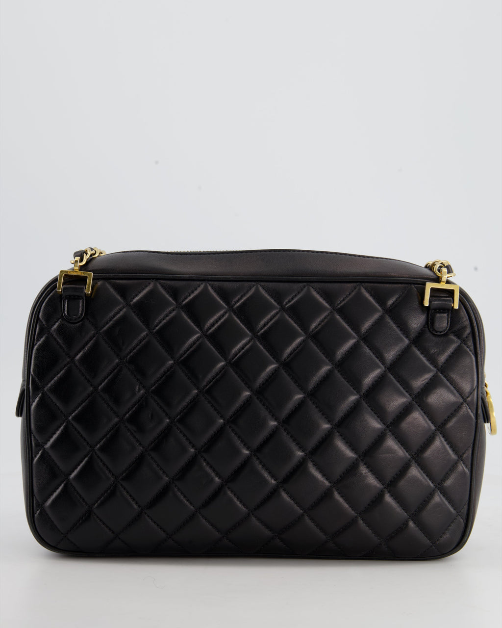 Chanel Black Crossbody Camera Bag in Quilted Lambskin With Gold Hardware