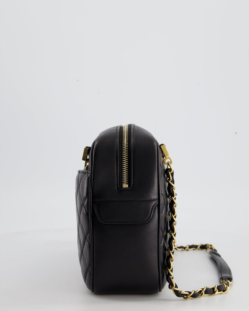Chanel Black Crossbody Camera Bag in Quilted Lambskin With Gold Hardware