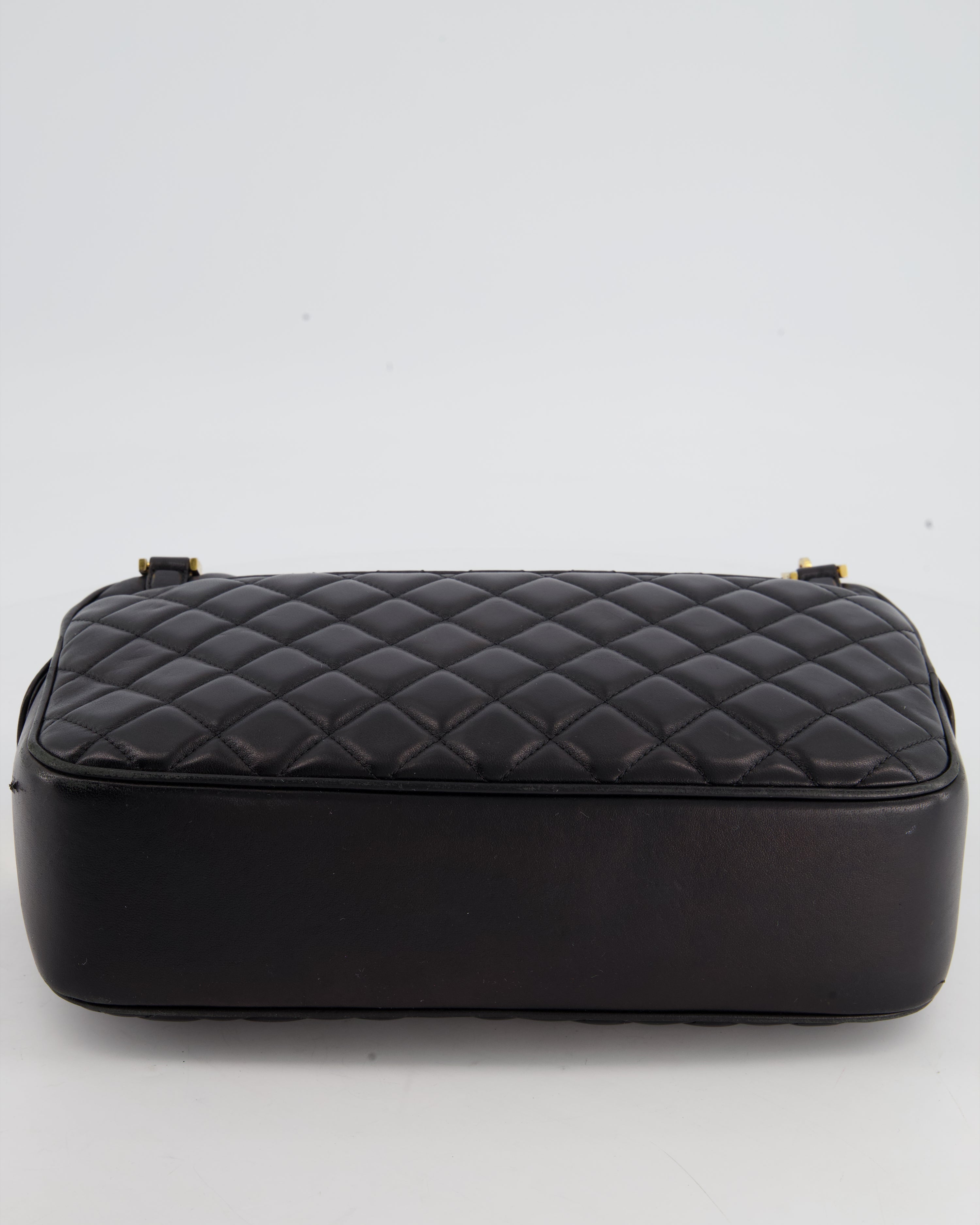 Chanel Black Crossbody Camera Bag in Quilted Lambskin With Gold Hardware