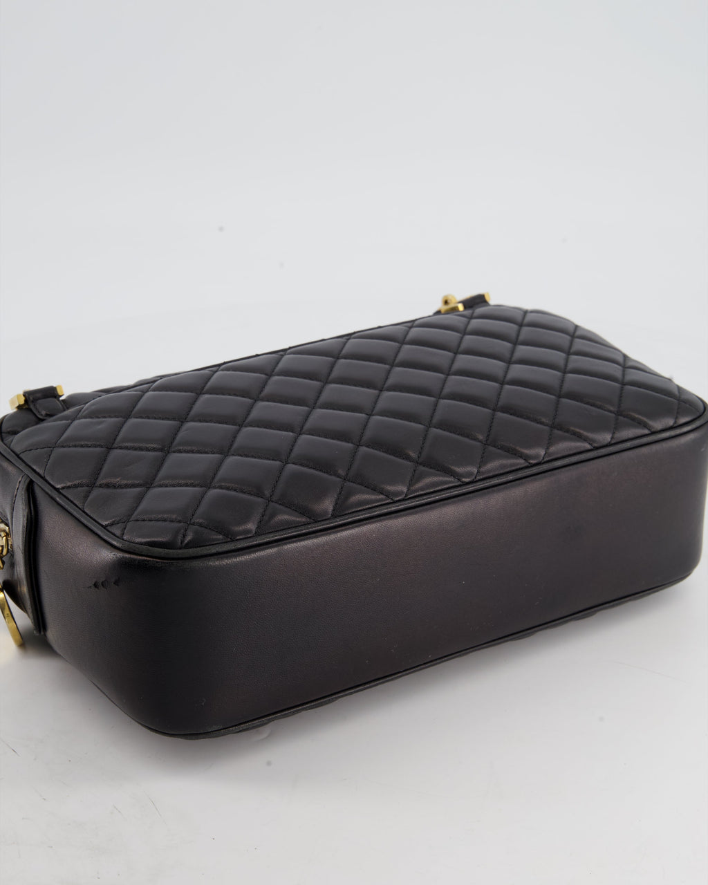 Chanel Black Crossbody Camera Bag in Quilted Lambskin With Gold Hardware