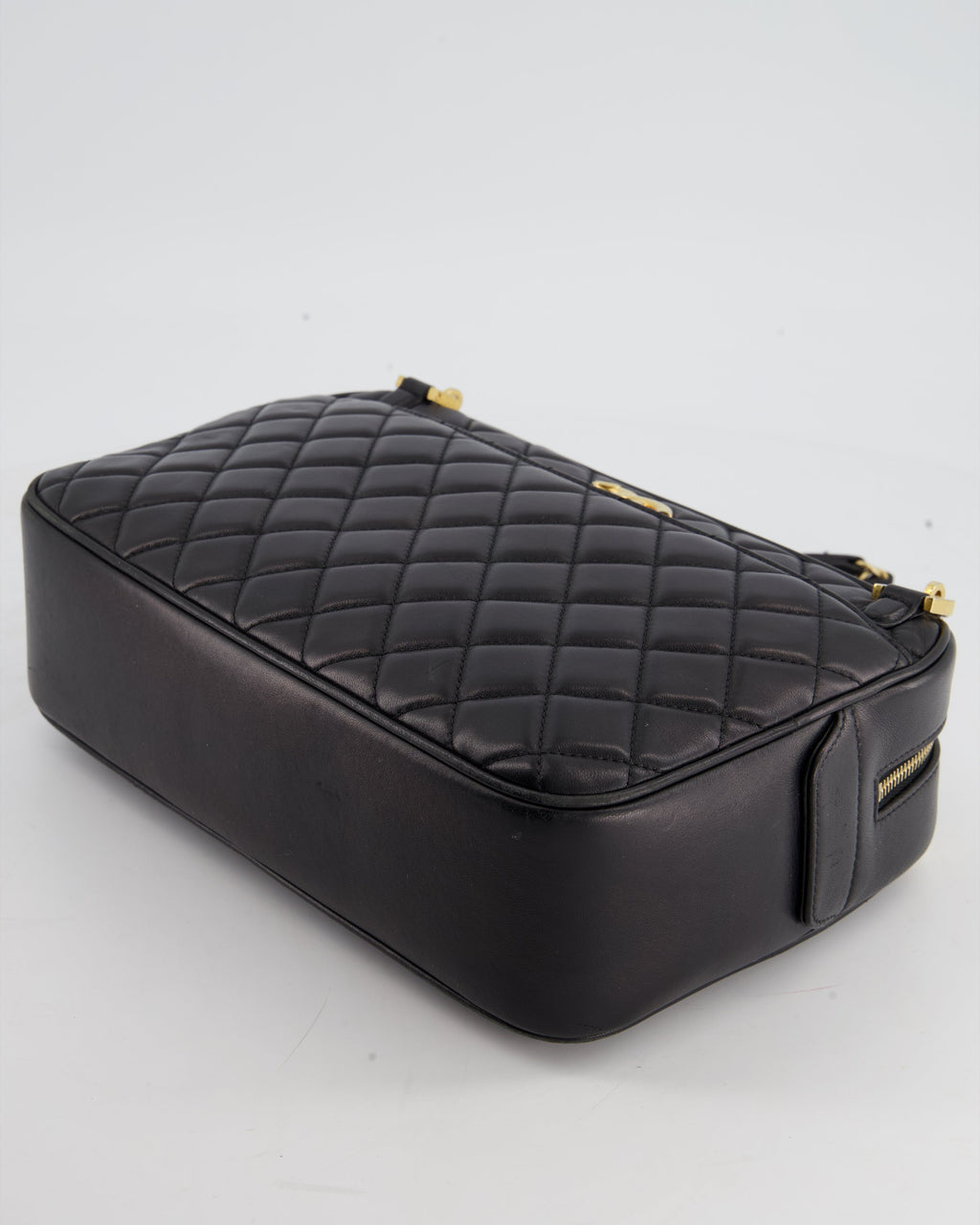 Chanel Black Crossbody Camera Bag in Quilted Lambskin With Gold Hardware