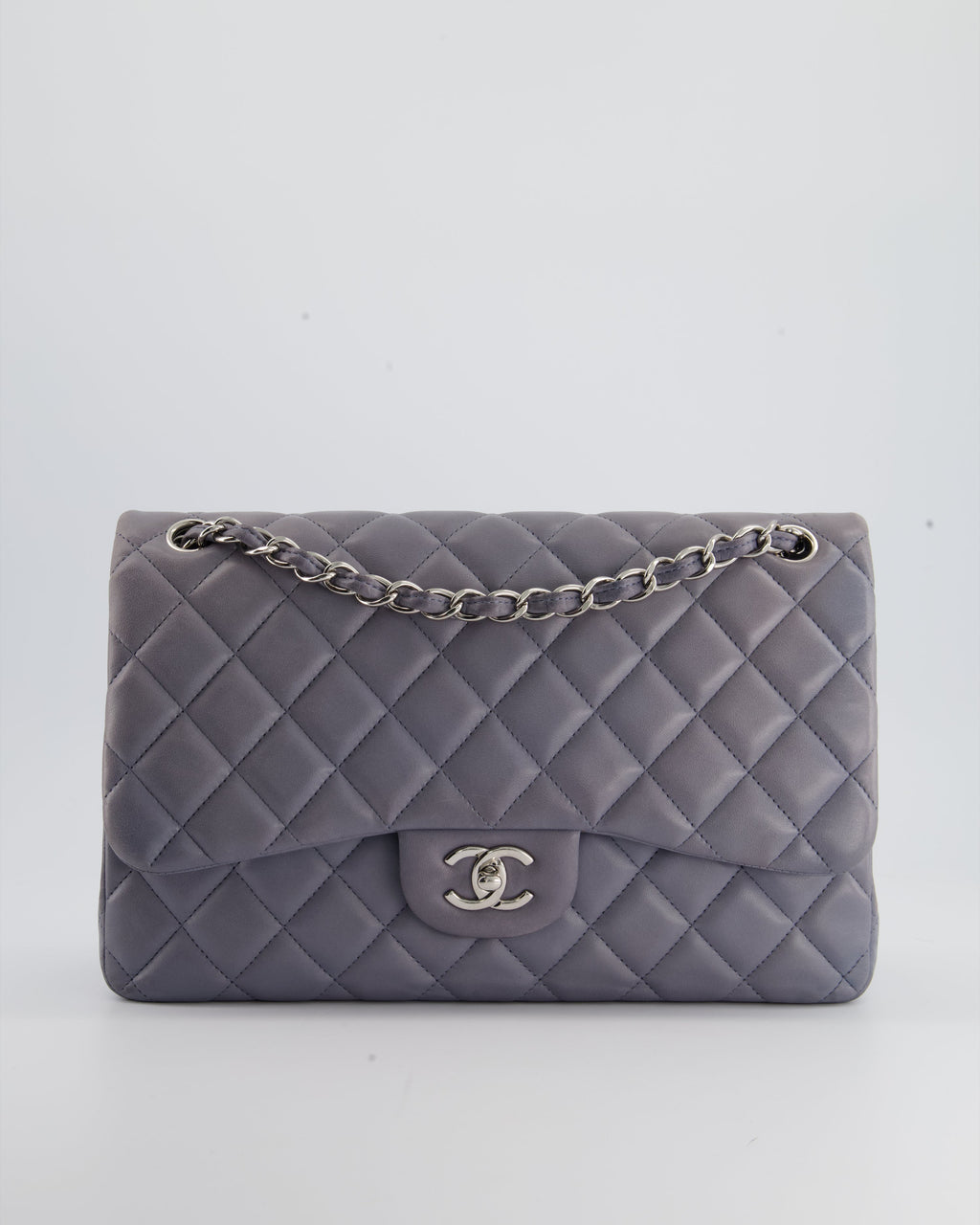 Chanel Lavender Jumbo Double Flap Bag in Lambskin Leather with Silver Hardware