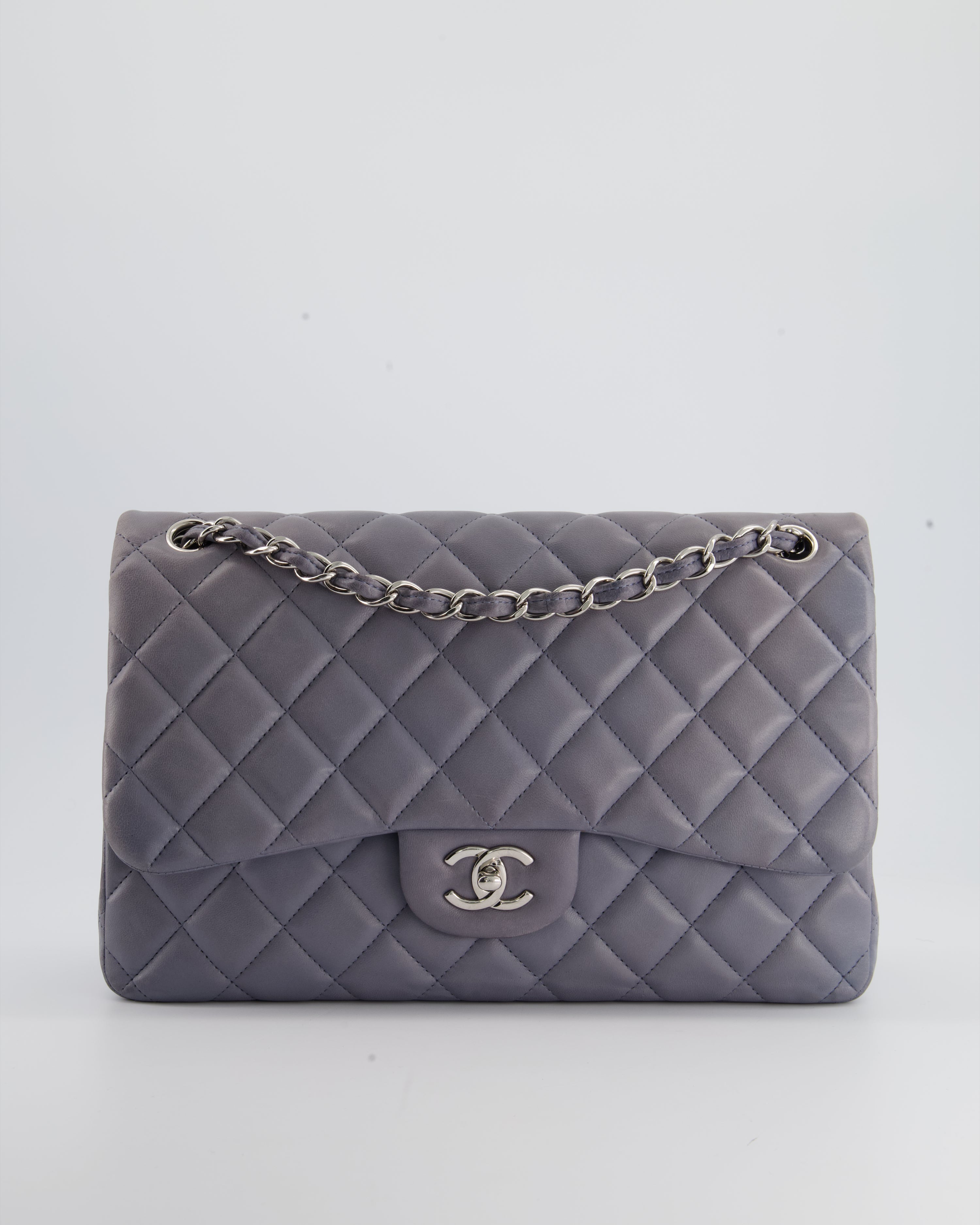Chanel Lavender Jumbo Double Flap Bag in Lambskin Leather with Silver Hardware