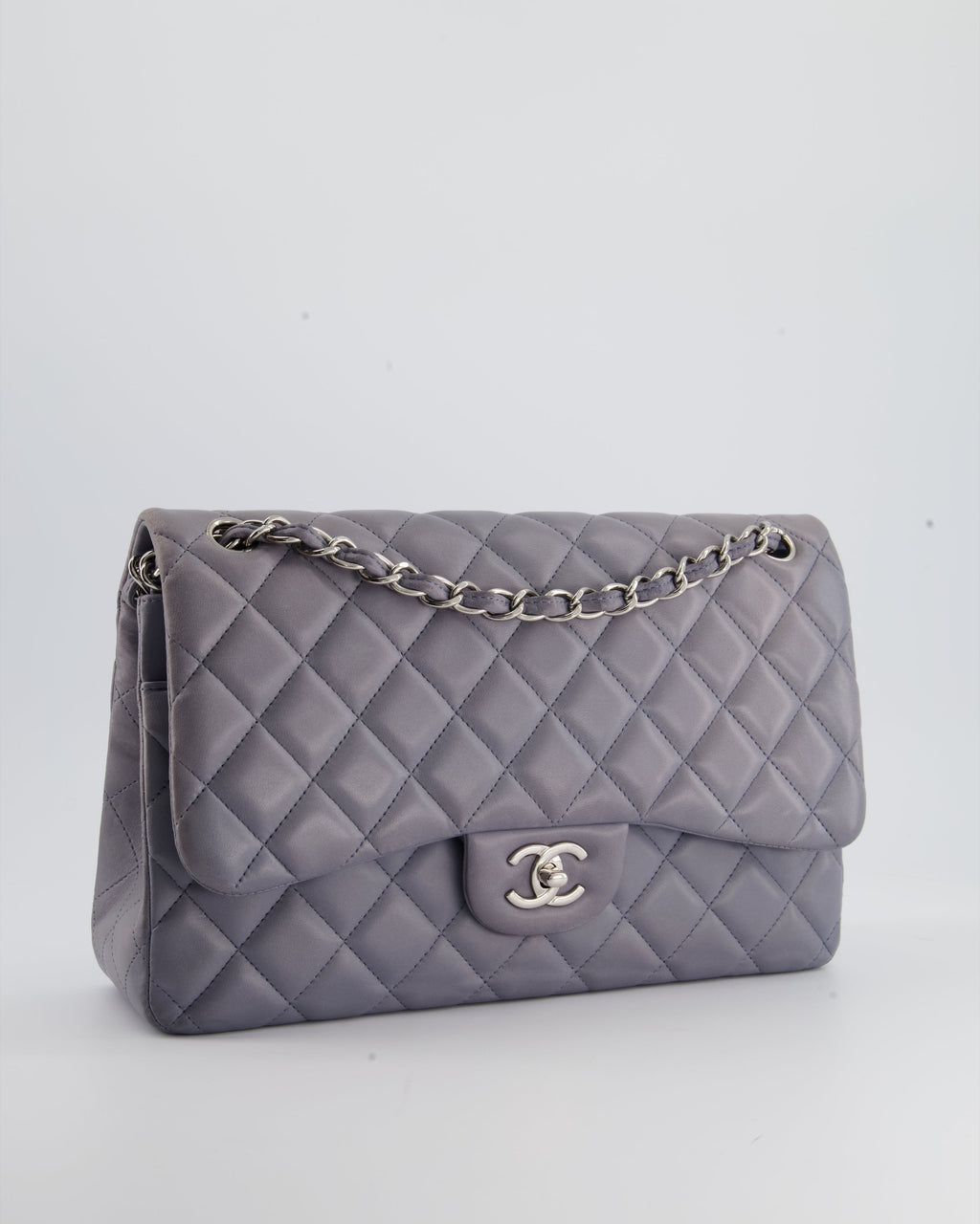 Chanel Lavender Jumbo Double Flap Bag in Lambskin Leather with Silver Hardware