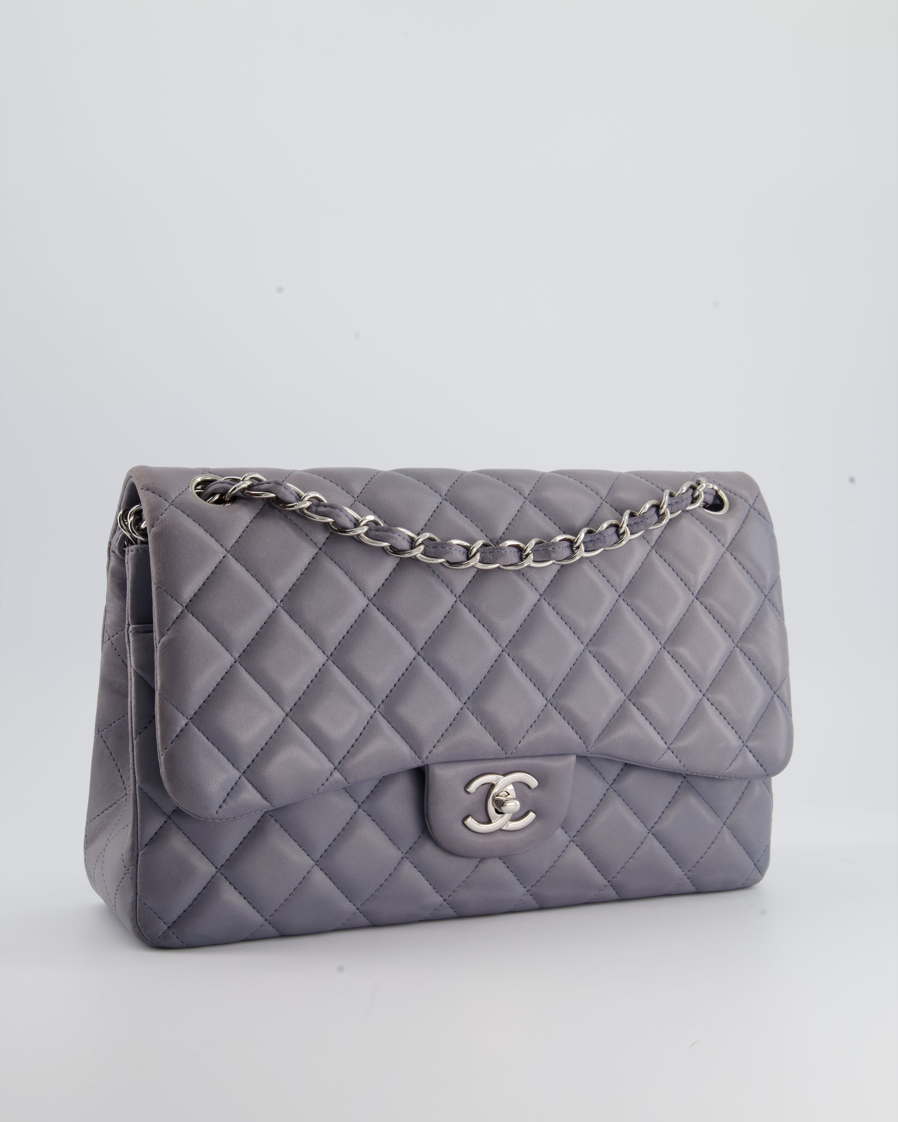Chanel Lavender Jumbo Double Flap Bag in Lambskin Leather with Silver Hardware