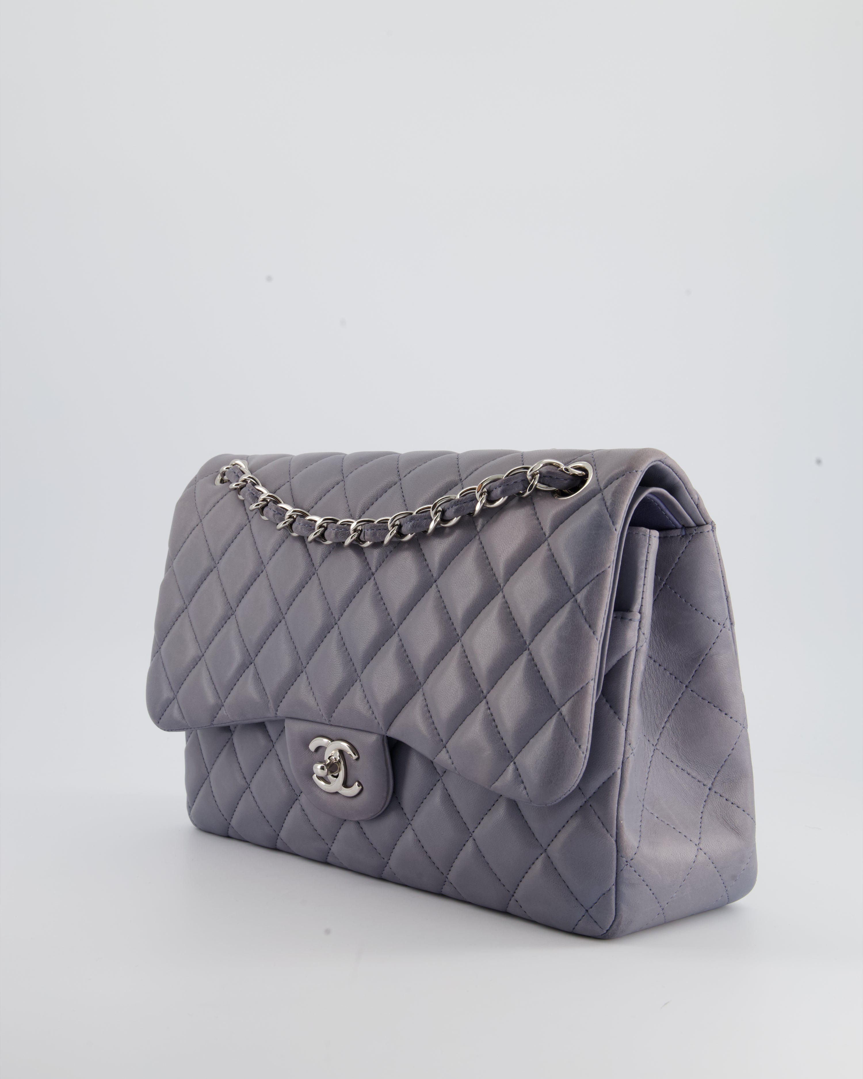 Chanel Lavender Jumbo Double Flap Bag in Lambskin Leather with Silver Hardware