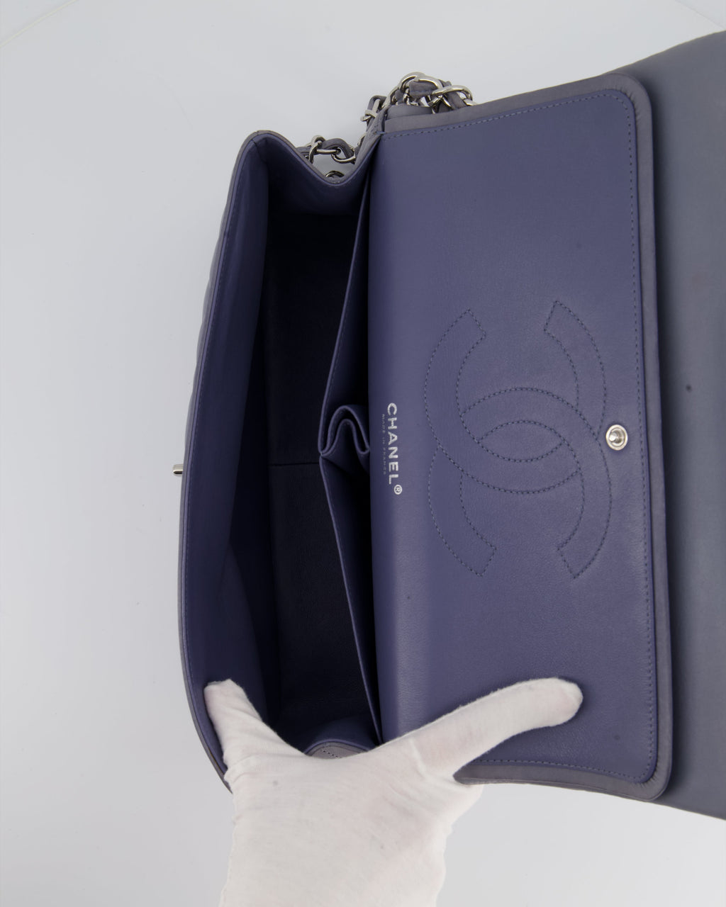 Chanel Lavender Jumbo Double Flap Bag in Lambskin Leather with Silver Hardware