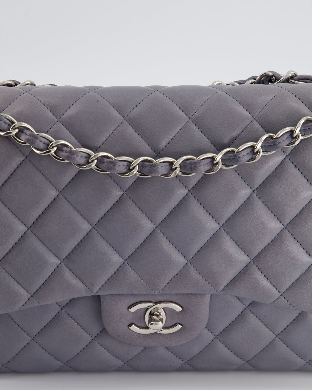 Chanel Lavender Jumbo Double Flap Bag in Lambskin Leather with Silver Hardware