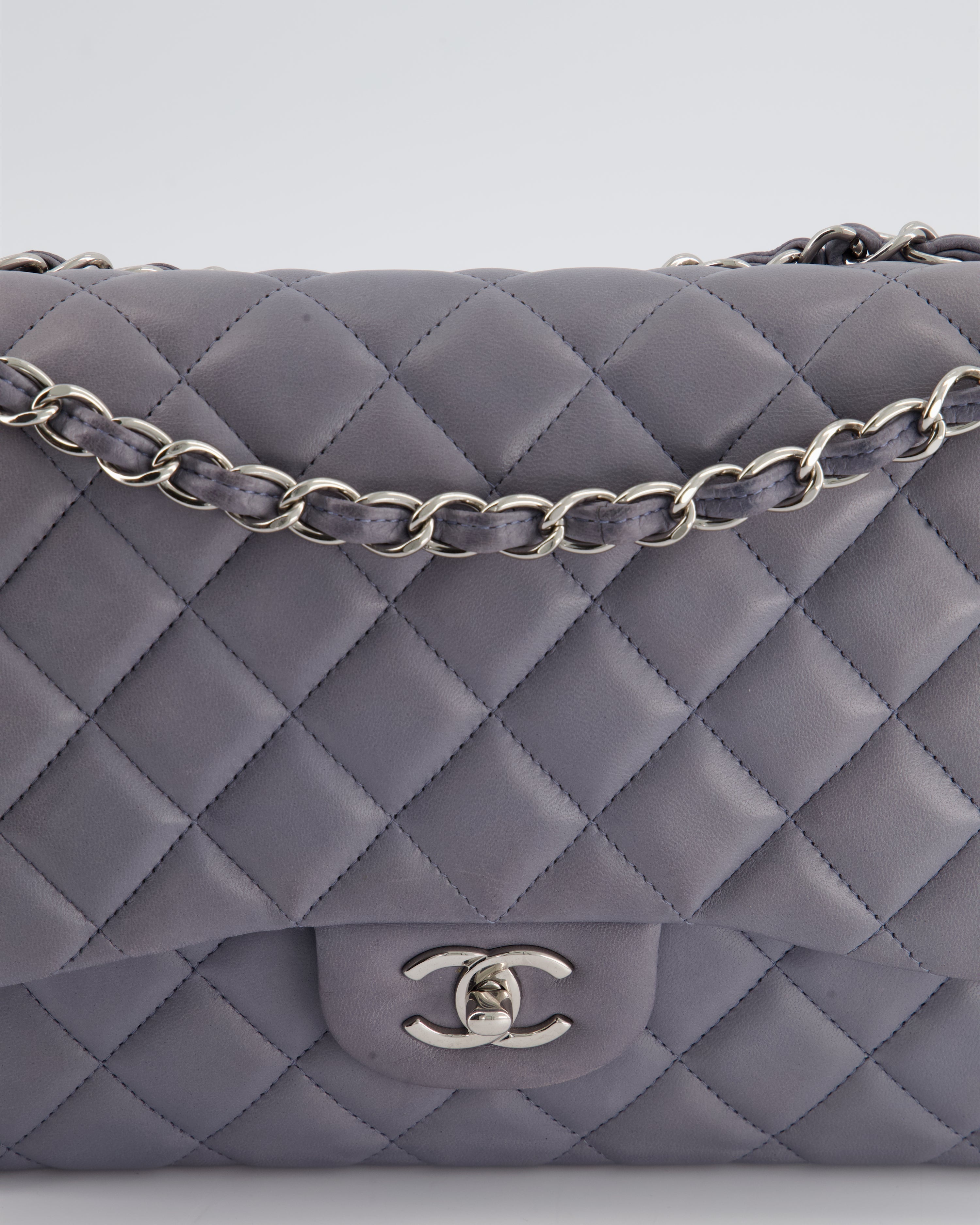 Chanel Lavender Jumbo Double Flap Bag in Lambskin Leather with Silver Hardware