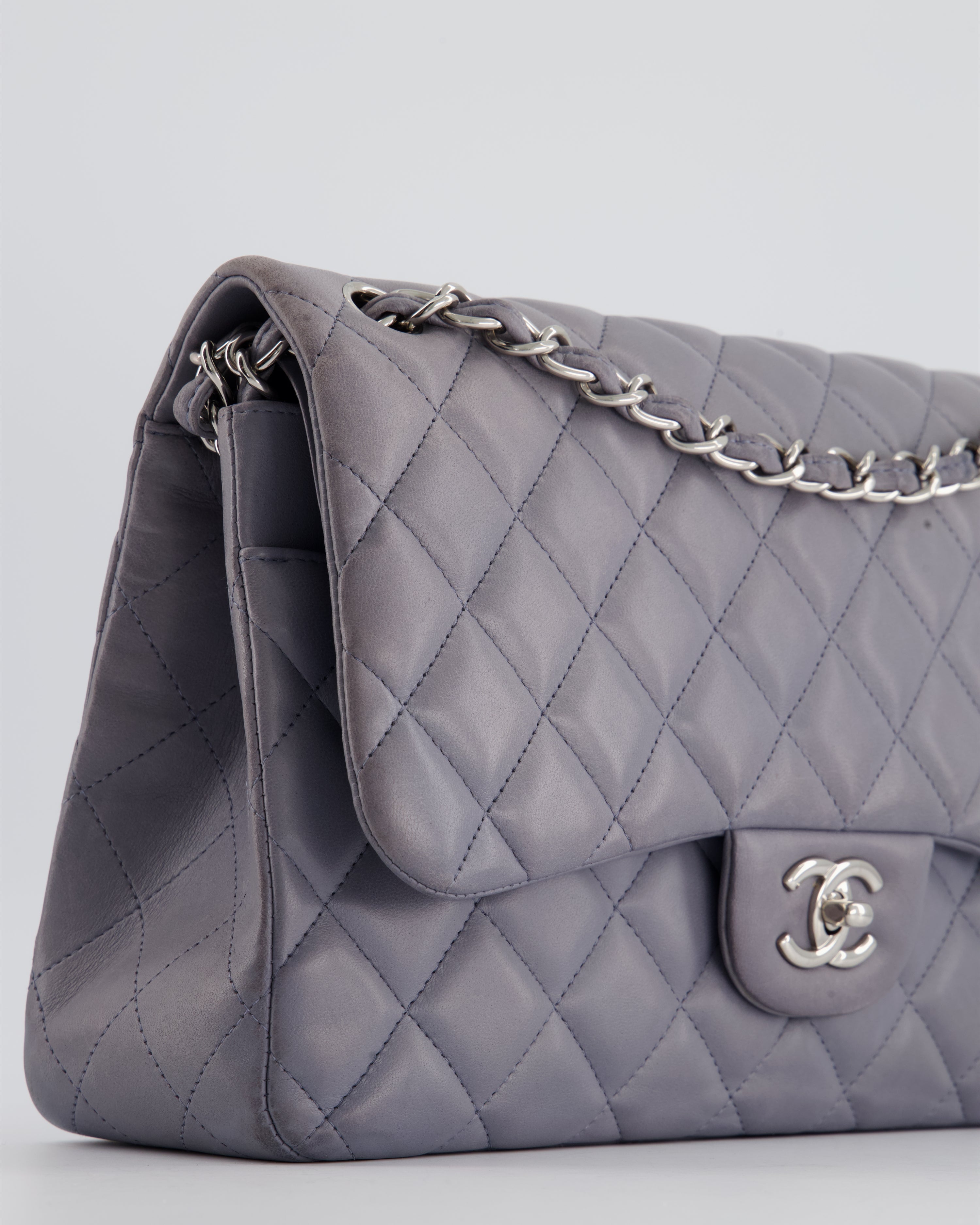 Chanel Lavender Jumbo Double Flap Bag in Lambskin Leather with Silver Hardware