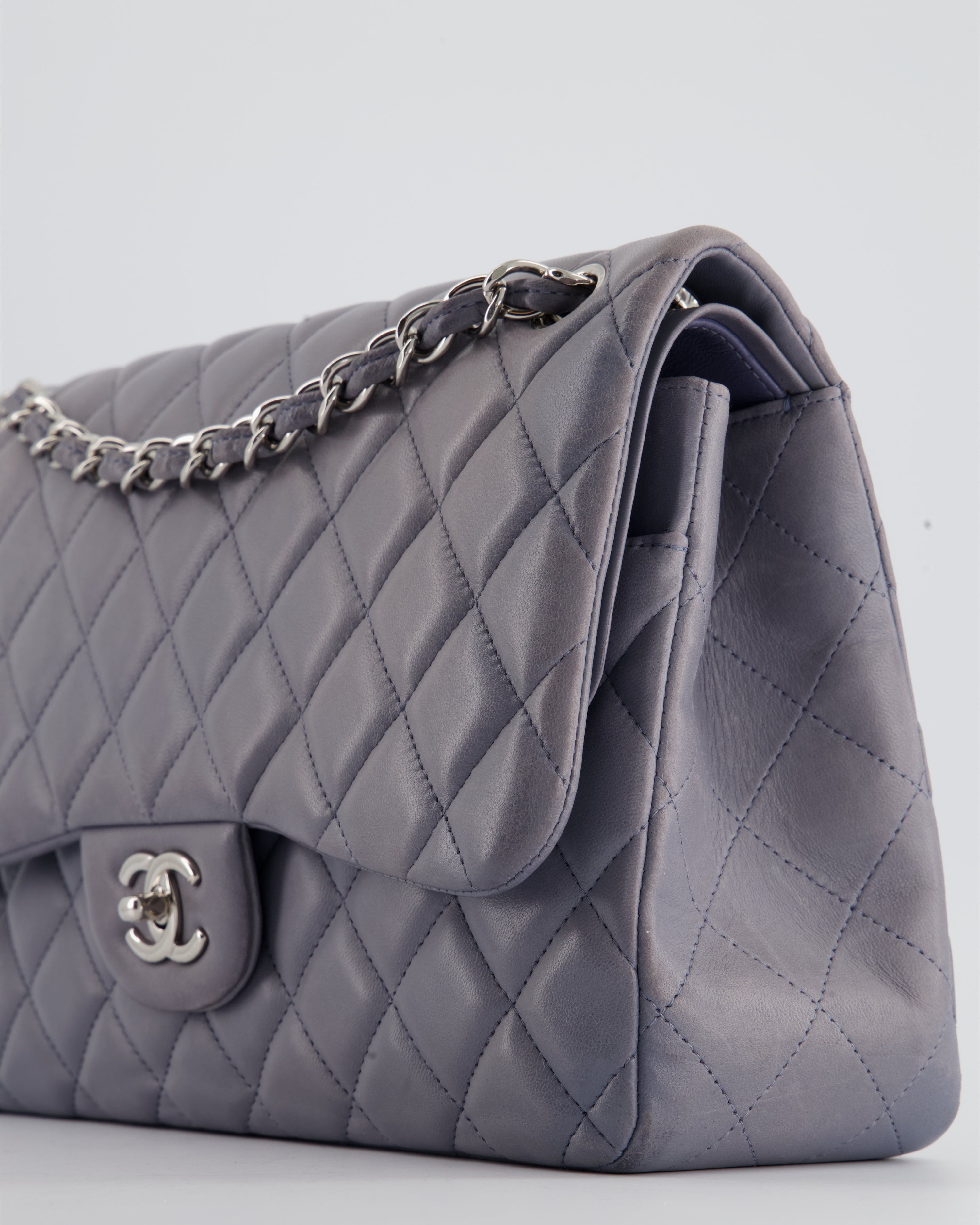 Chanel Lavender Jumbo Double Flap Bag in Lambskin Leather with Silver Hardware