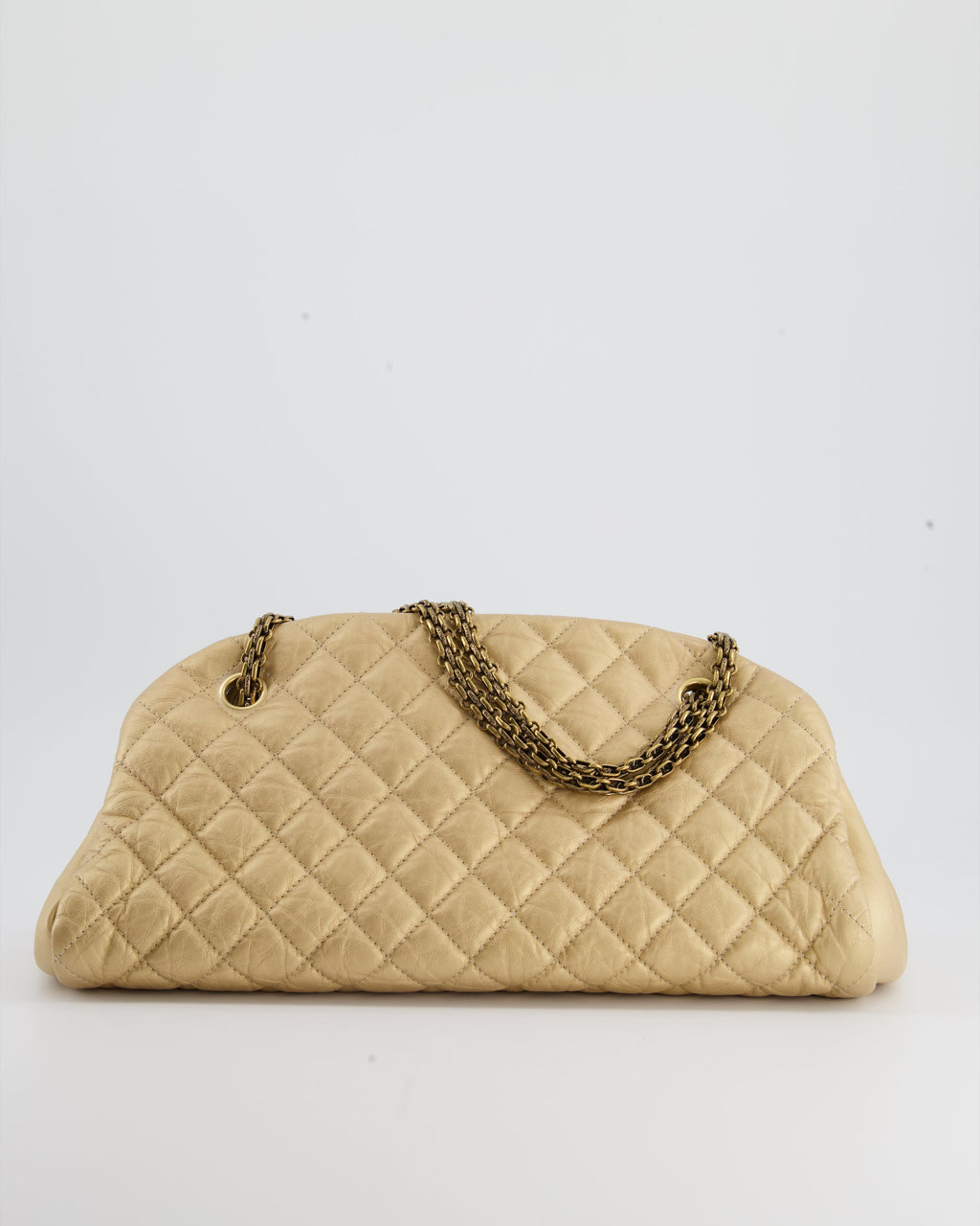 Chanel Metallic Gold Bowling Bag in Aged Calfskin with Antique Gold Hardware
