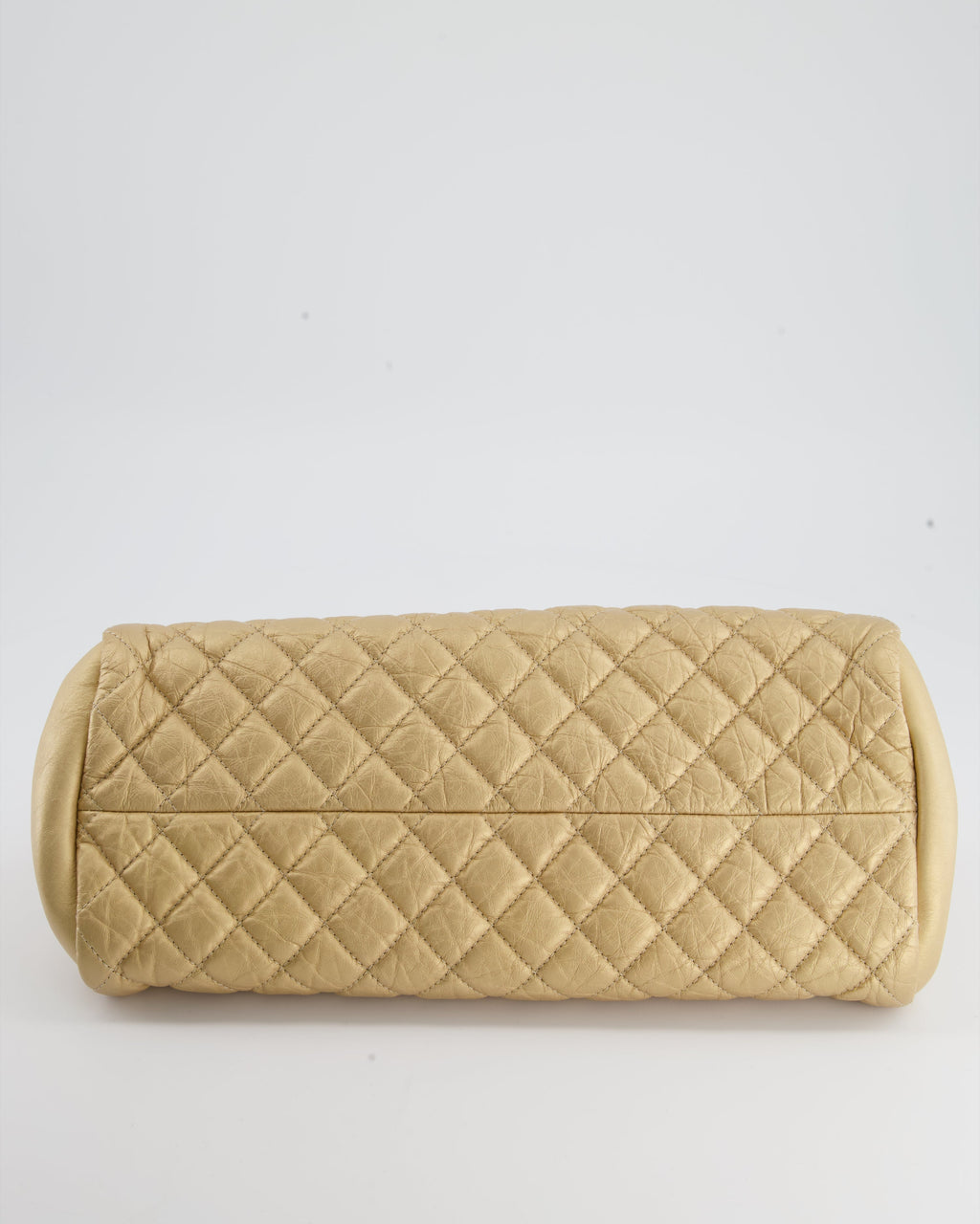 Chanel Metallic Gold Bowling Bag in Aged Calfskin with Antique Gold Hardware