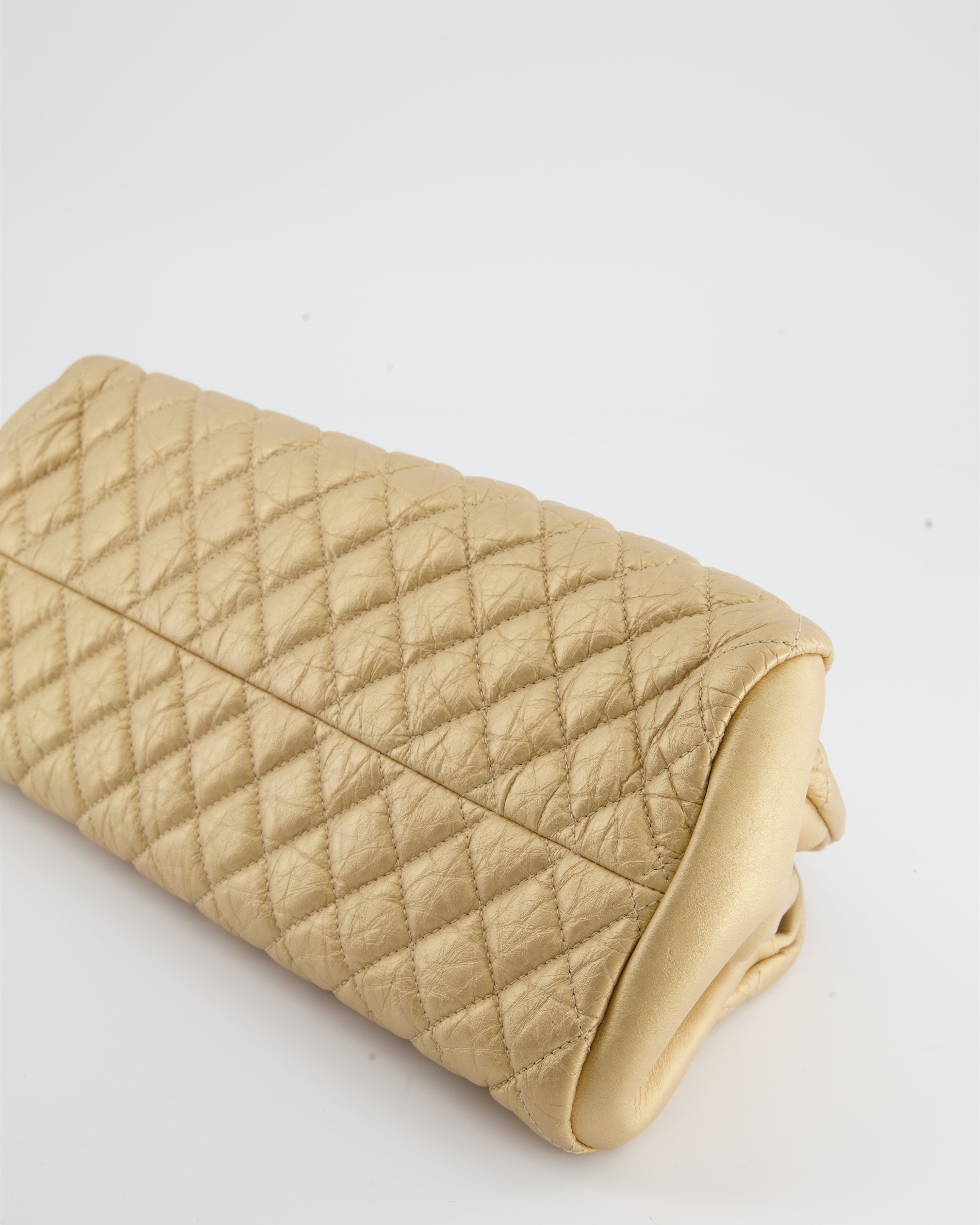 Chanel Metallic Gold Bowling Bag in Aged Calfskin with Antique Gold Hardware