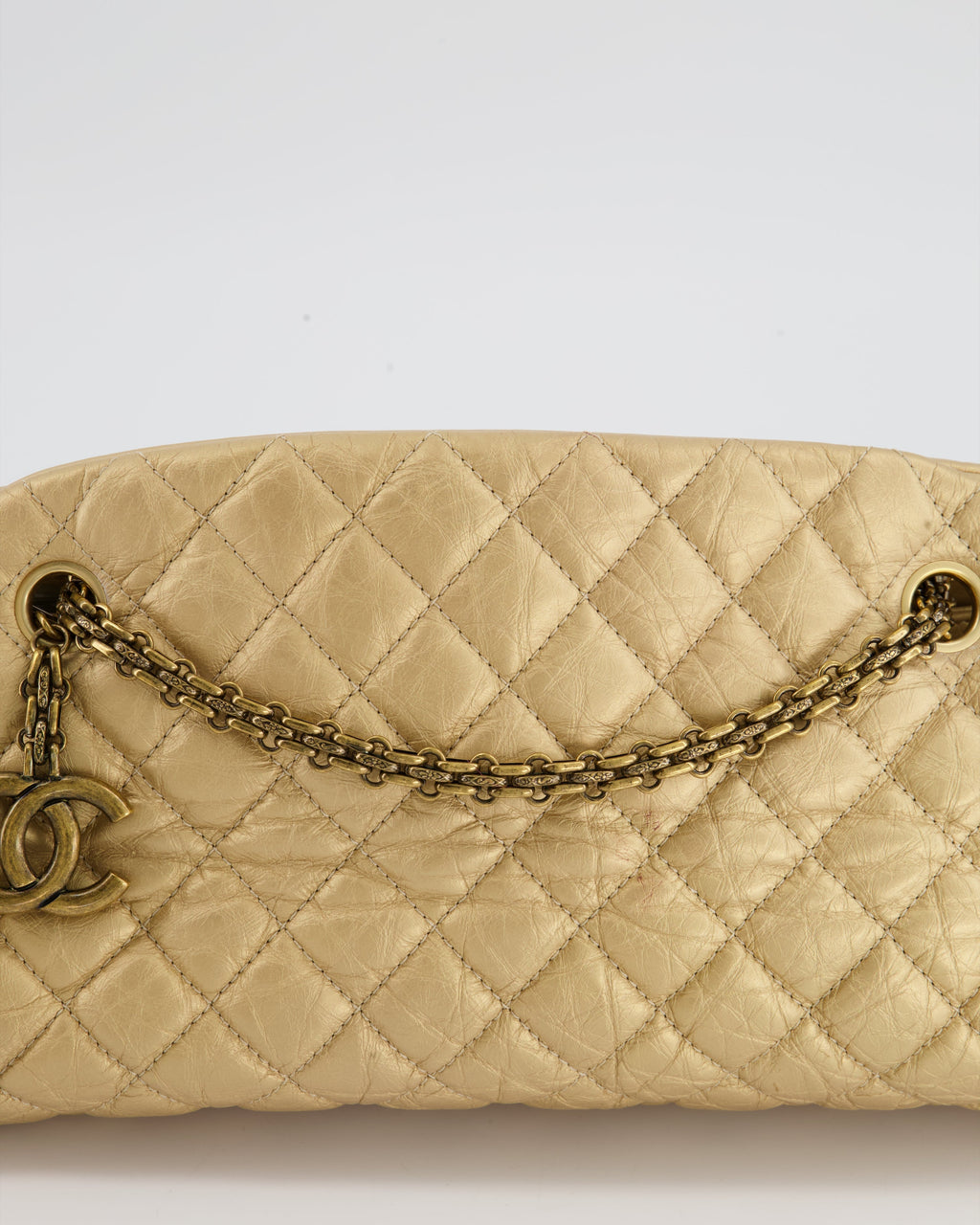 Chanel Metallic Gold Bowling Bag in Aged Calfskin with Antique Gold Hardware