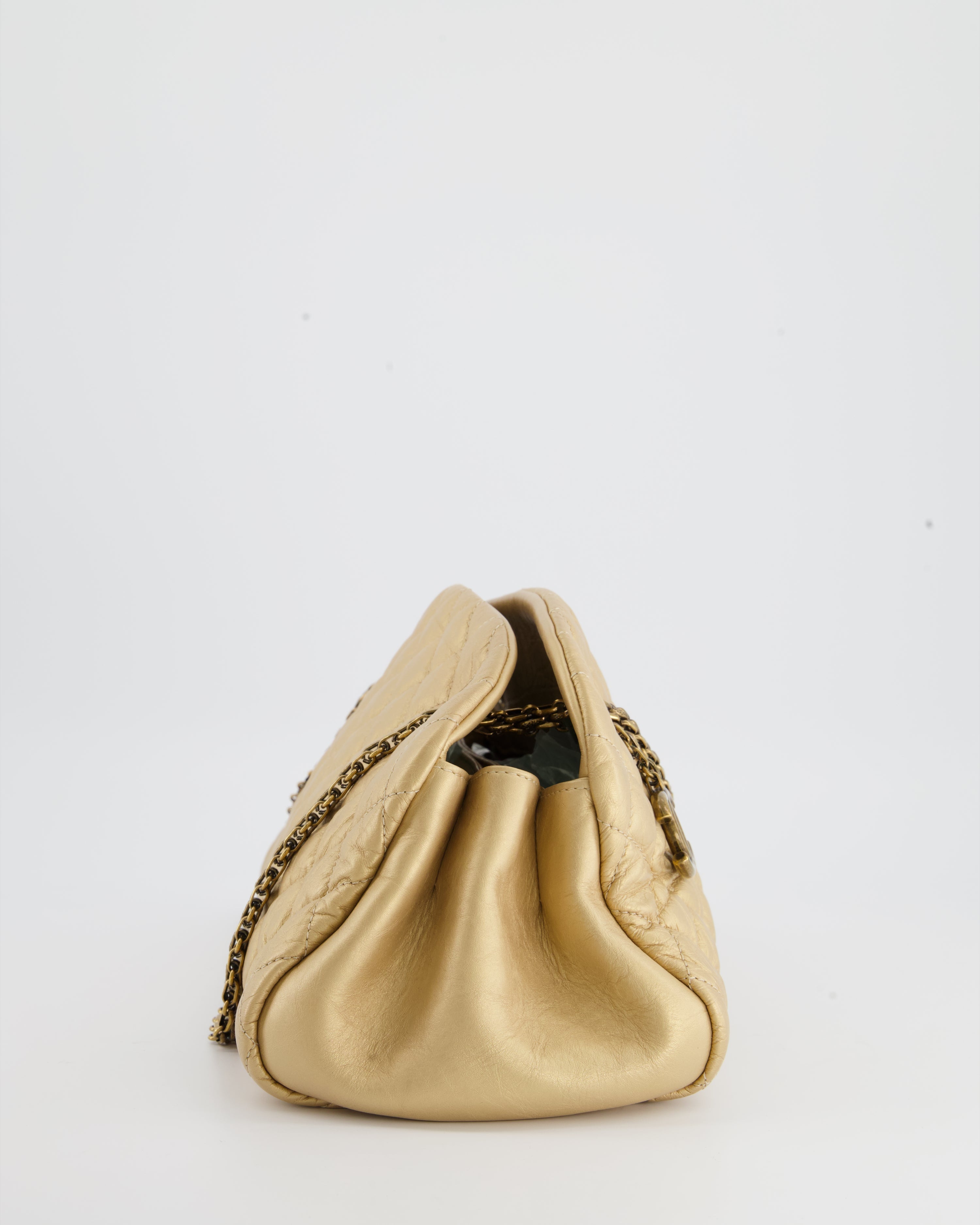 Chanel Metallic Gold Bowling Bag in Aged Calfskin with Antique Gold Hardware