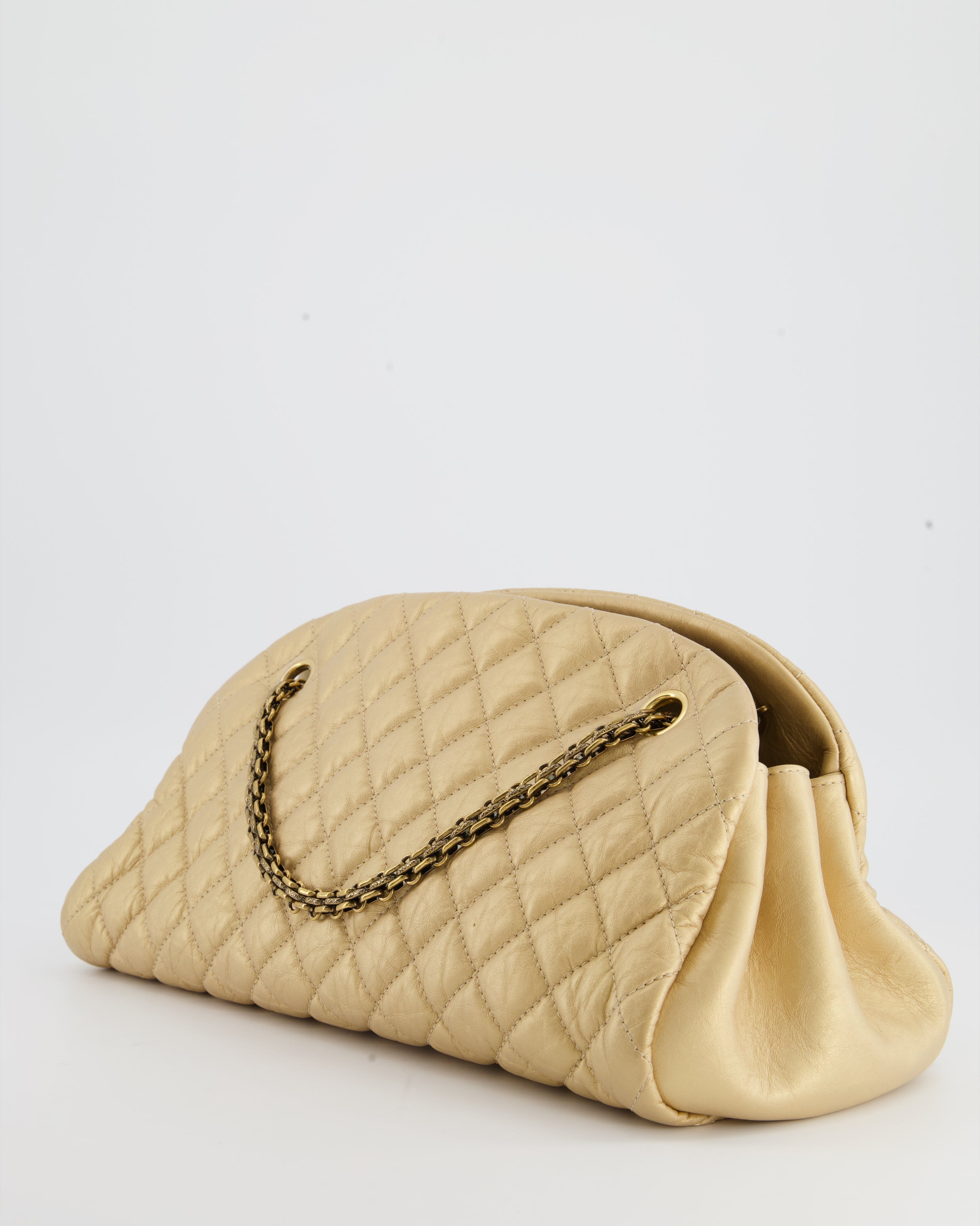Chanel Metallic Gold Bowling Bag in Aged Calfskin with Antique Gold Hardware