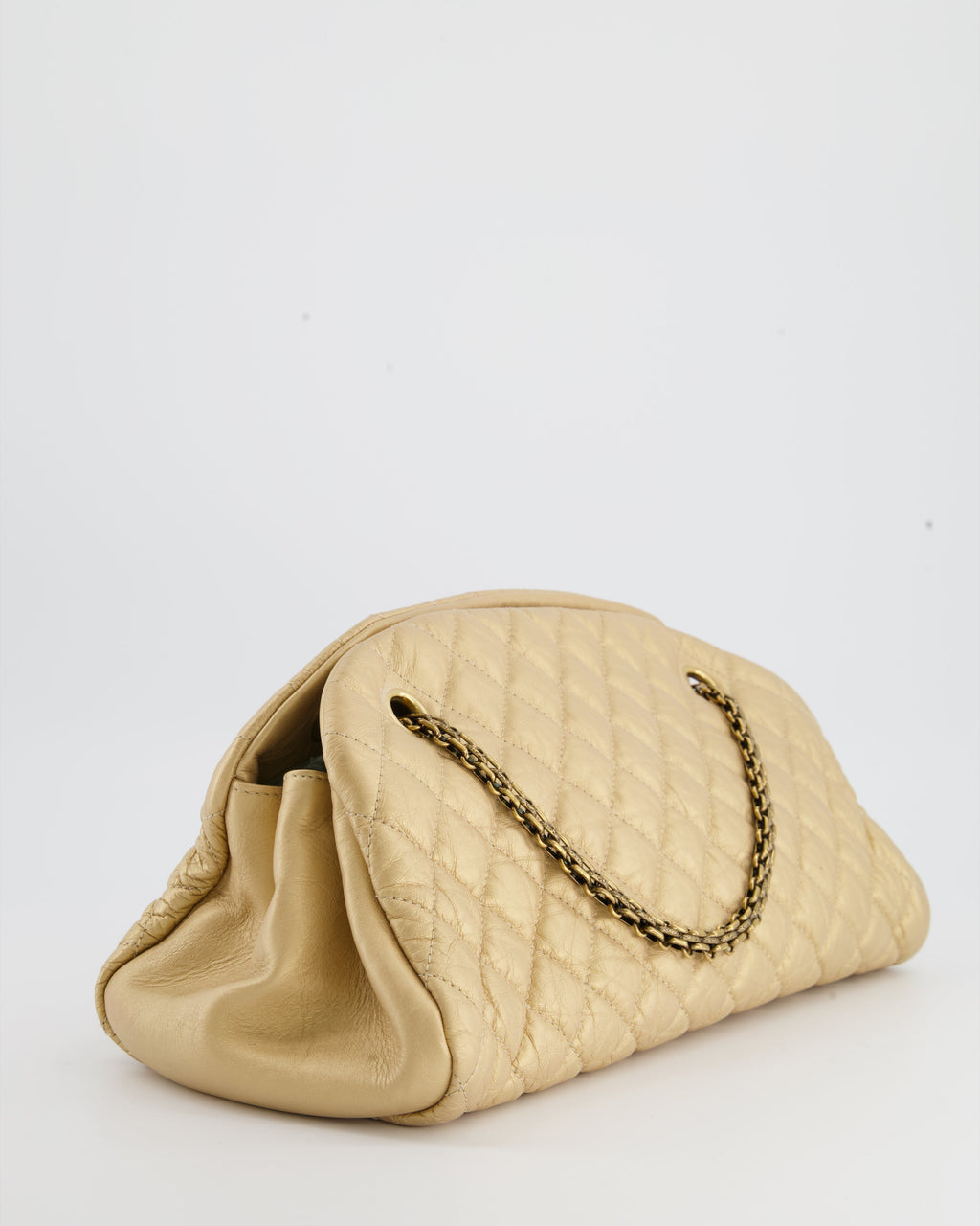 Chanel Metallic Gold Bowling Bag in Aged Calfskin with Antique Gold Hardware