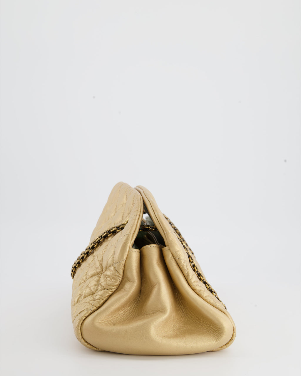 Chanel Metallic Gold Bowling Bag in Aged Calfskin with Antique Gold Hardware