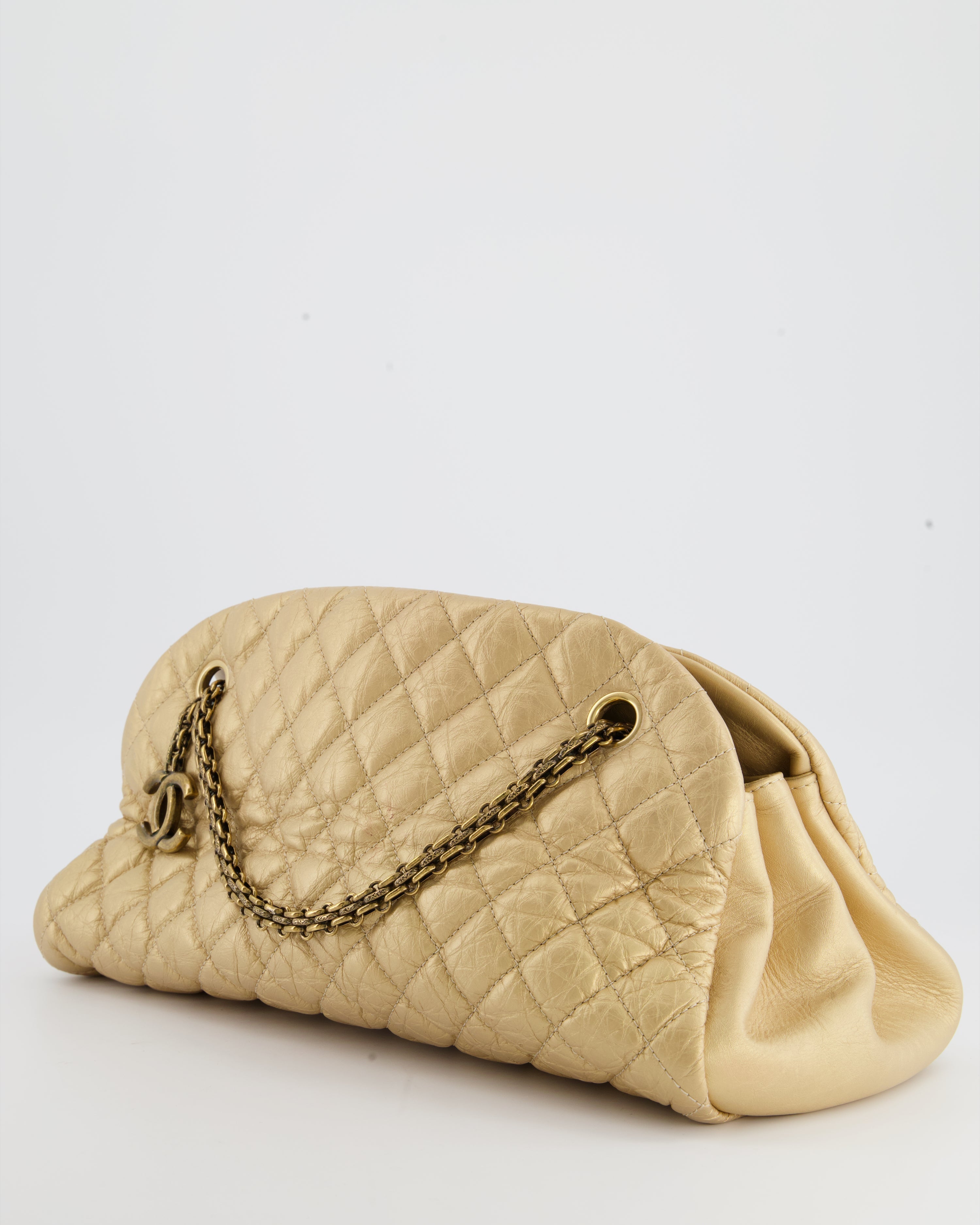 Chanel Metallic Gold Bowling Bag in Aged Calfskin with Antique Gold Hardware