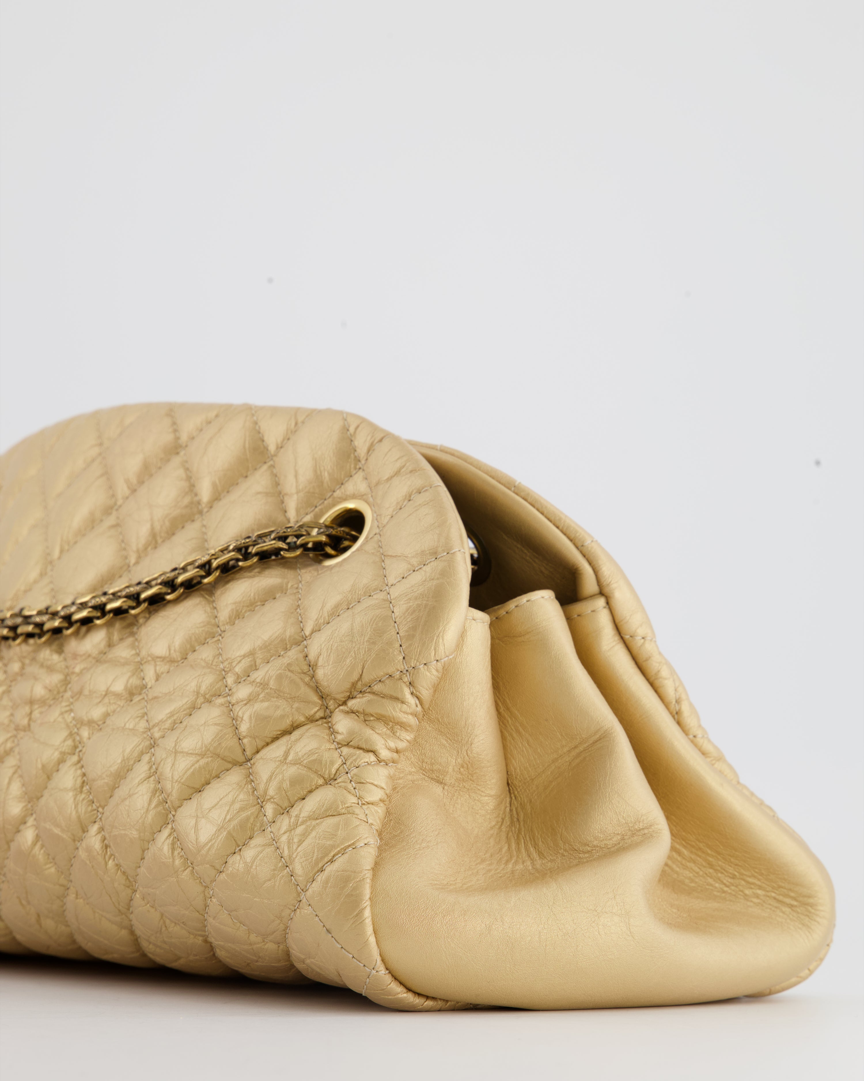 Chanel Metallic Gold Bowling Bag in Aged Calfskin with Antique Gold Hardware