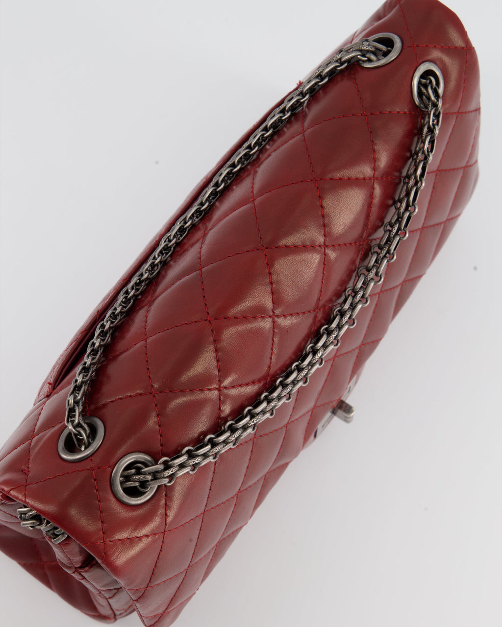 Chanel Deep Red Medium Reissue Bag in Lambskin Leather with Ruthenium Hardware