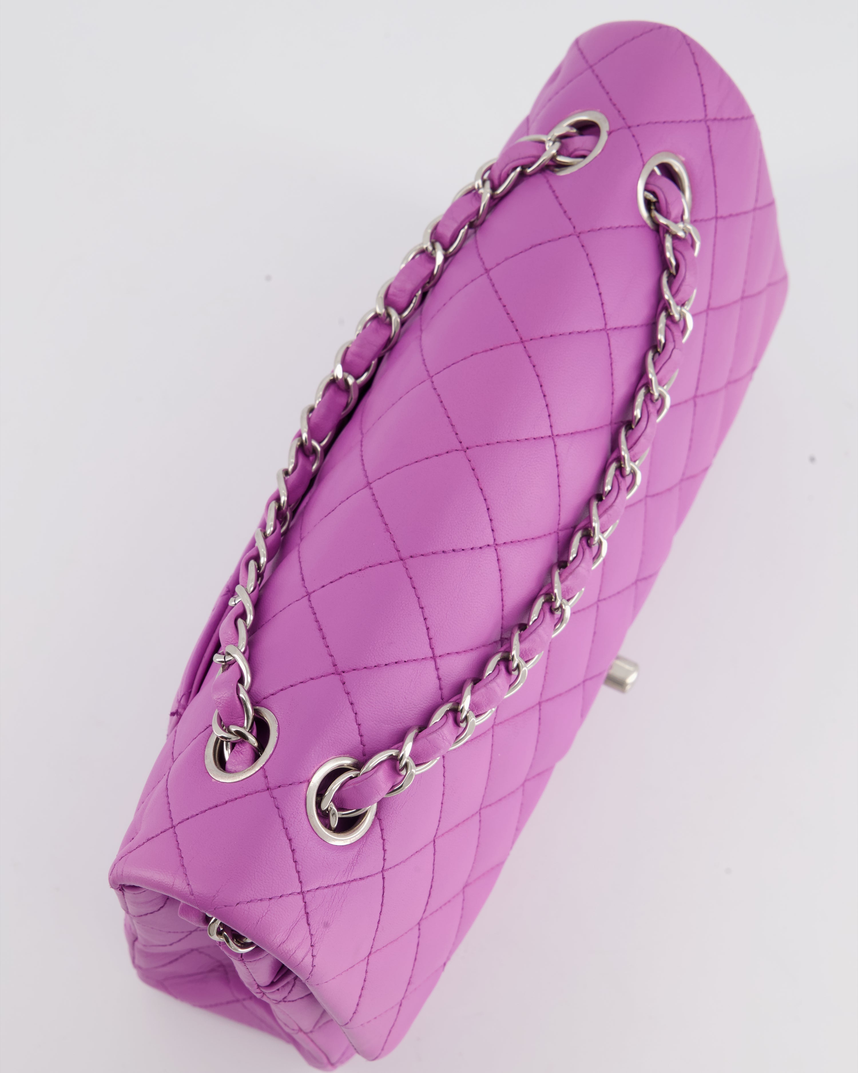 Chanel Grape Medium Classic Double Flap Bag in Lambskin Leather with Silver Hardware RRP £8,530