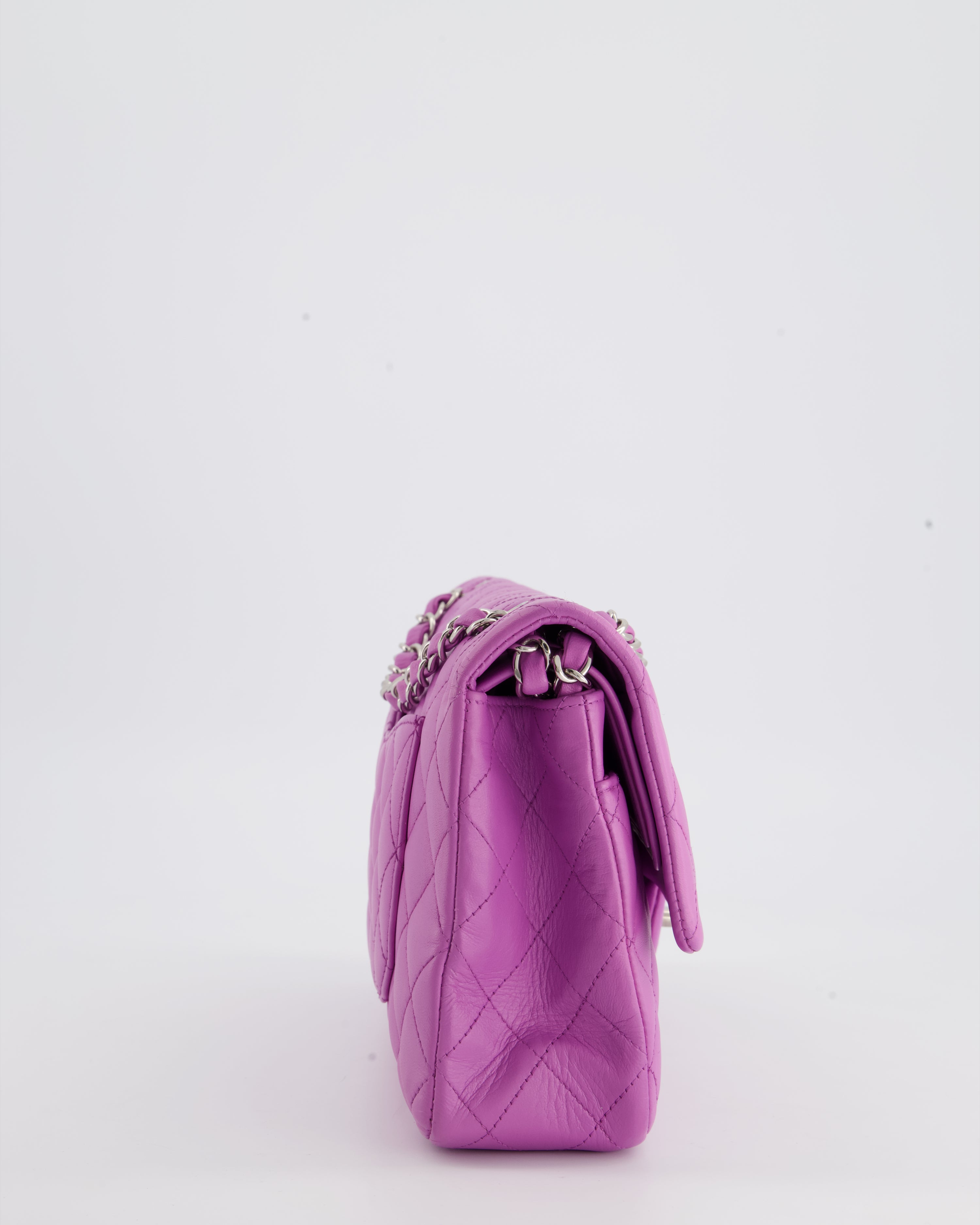 Chanel Grape Medium Classic Double Flap Bag in Lambskin Leather with Silver Hardware RRP £8,530