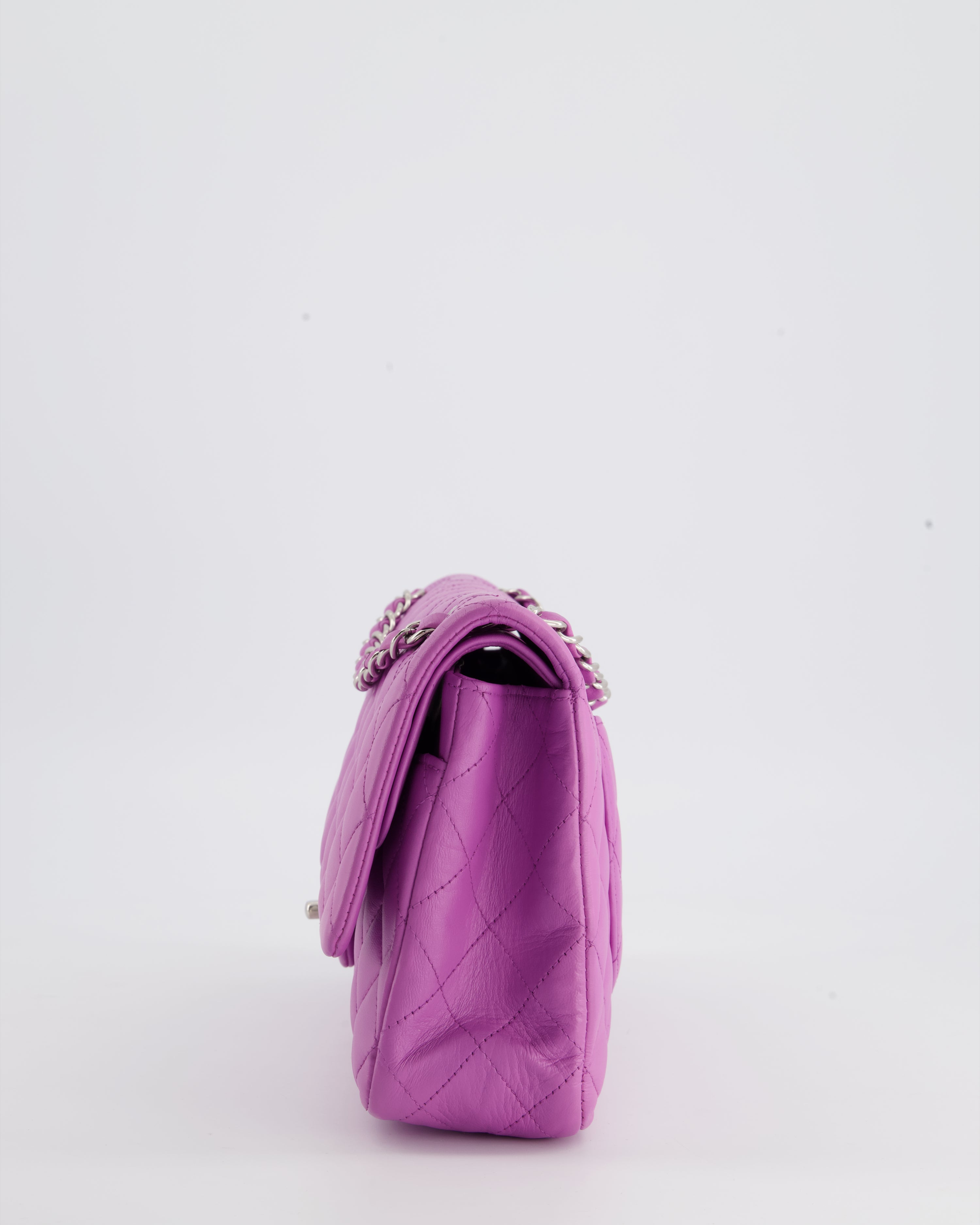 Chanel Grape Medium Classic Double Flap Bag in Lambskin Leather with Silver Hardware RRP £8,530