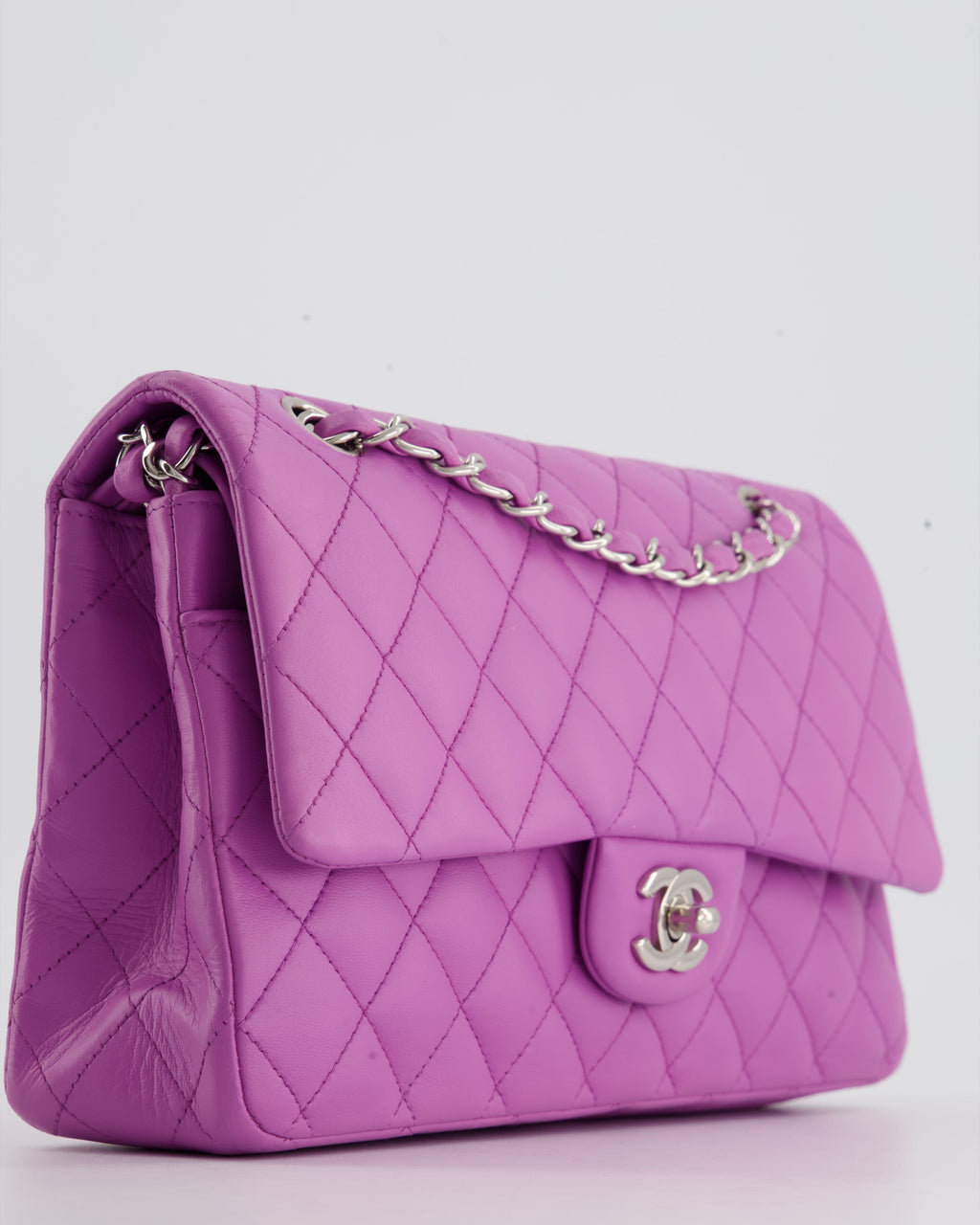 Chanel Grape Medium Classic Double Flap Bag in Lambskin Leather with Silver Hardware RRP £8,530
