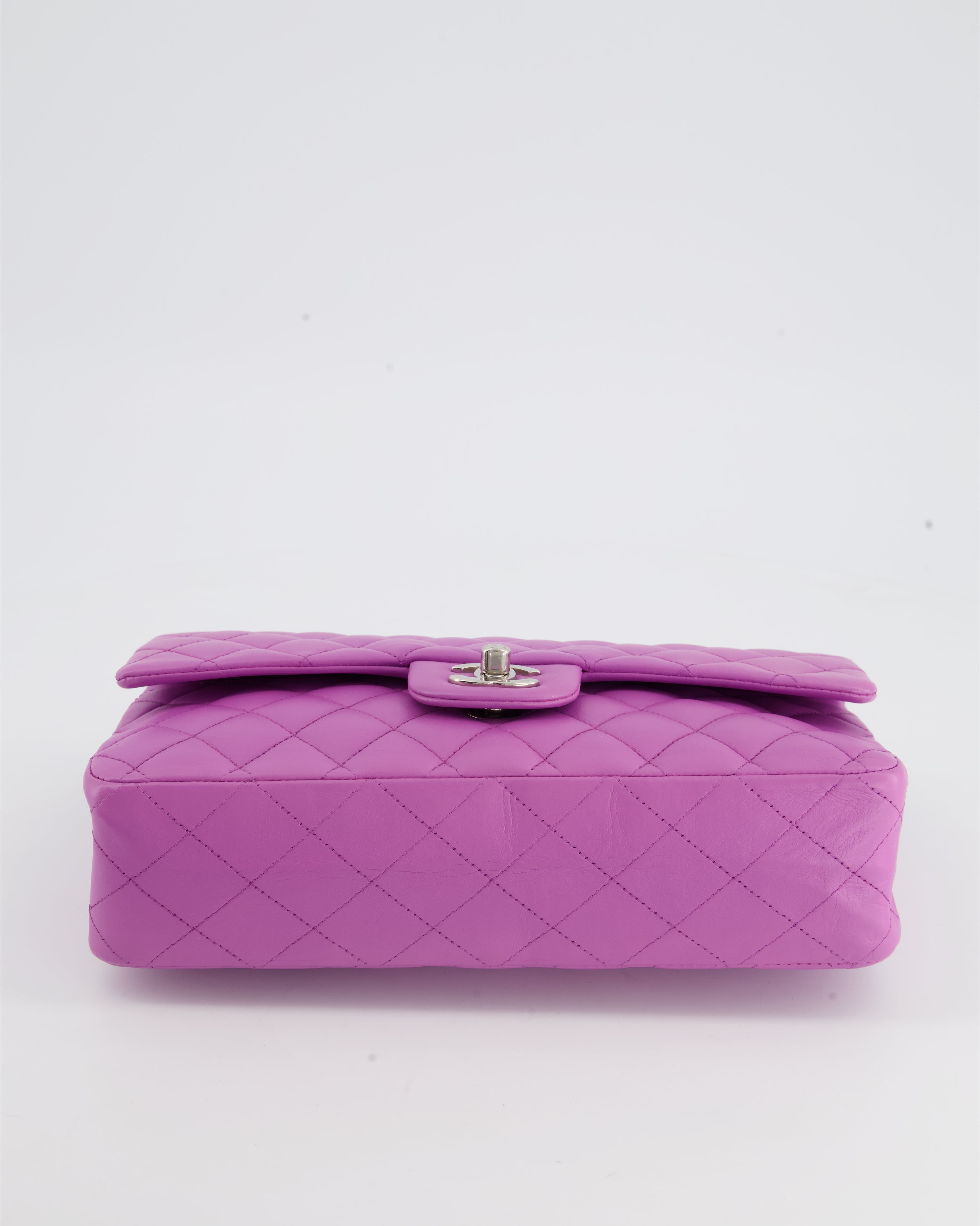 Chanel Grape Medium Classic Double Flap Bag in Lambskin Leather with Silver Hardware RRP £8,530