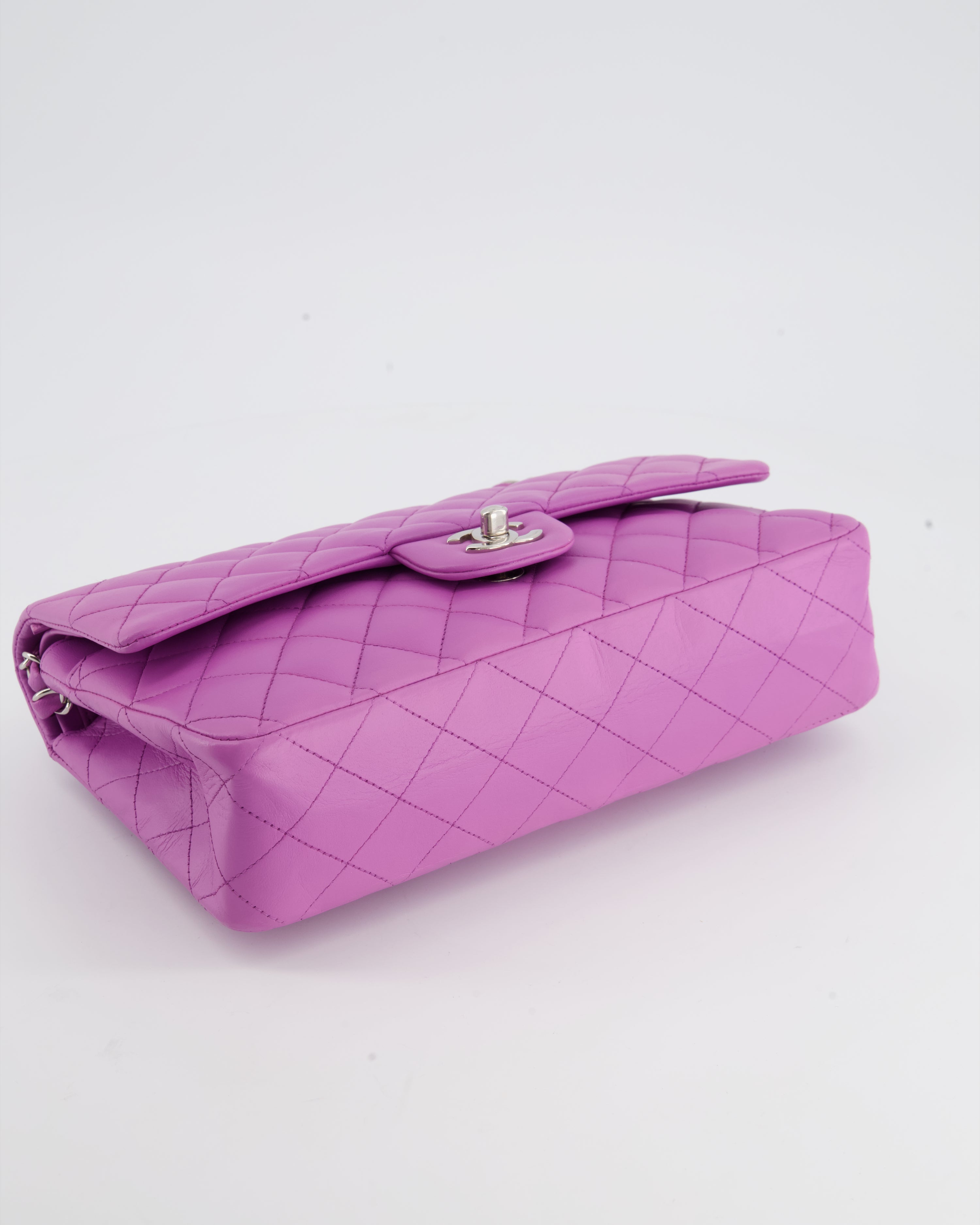 Chanel Grape Medium Classic Double Flap Bag in Lambskin Leather with Silver Hardware RRP £8,530