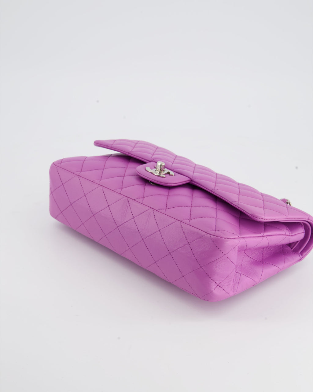 Chanel Grape Medium Classic Double Flap Bag in Lambskin Leather with Silver Hardware RRP £8,530