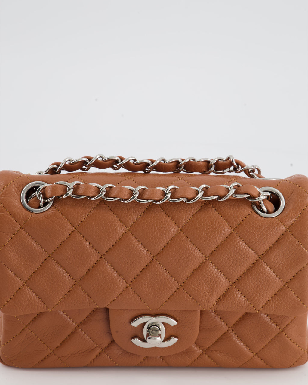 Chanel Caramel Mini Rectangular Bag in Caviar Leather with Silver Hardware