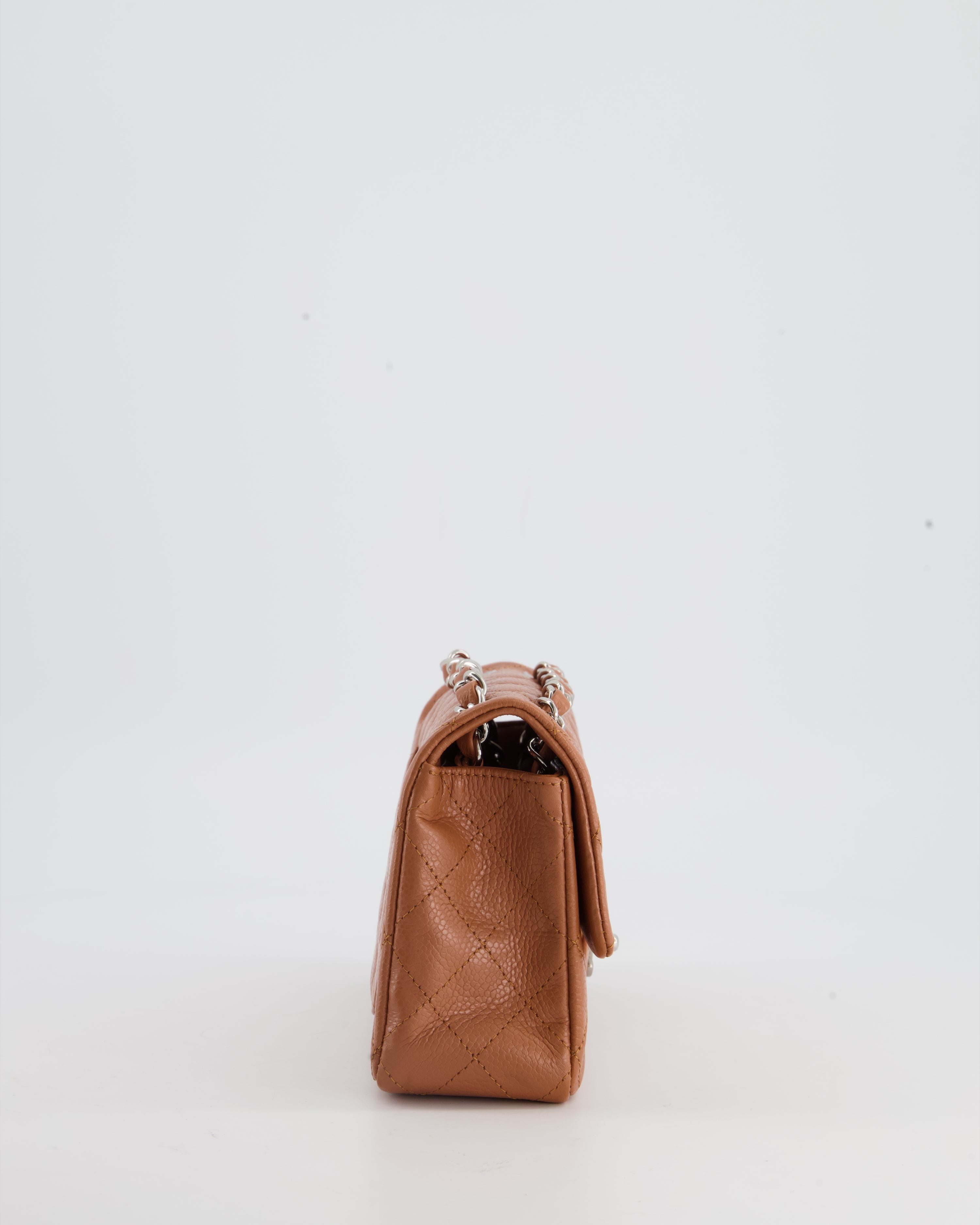 Chanel Caramel Mini Rectangular Bag in Caviar Leather with Silver Hardware