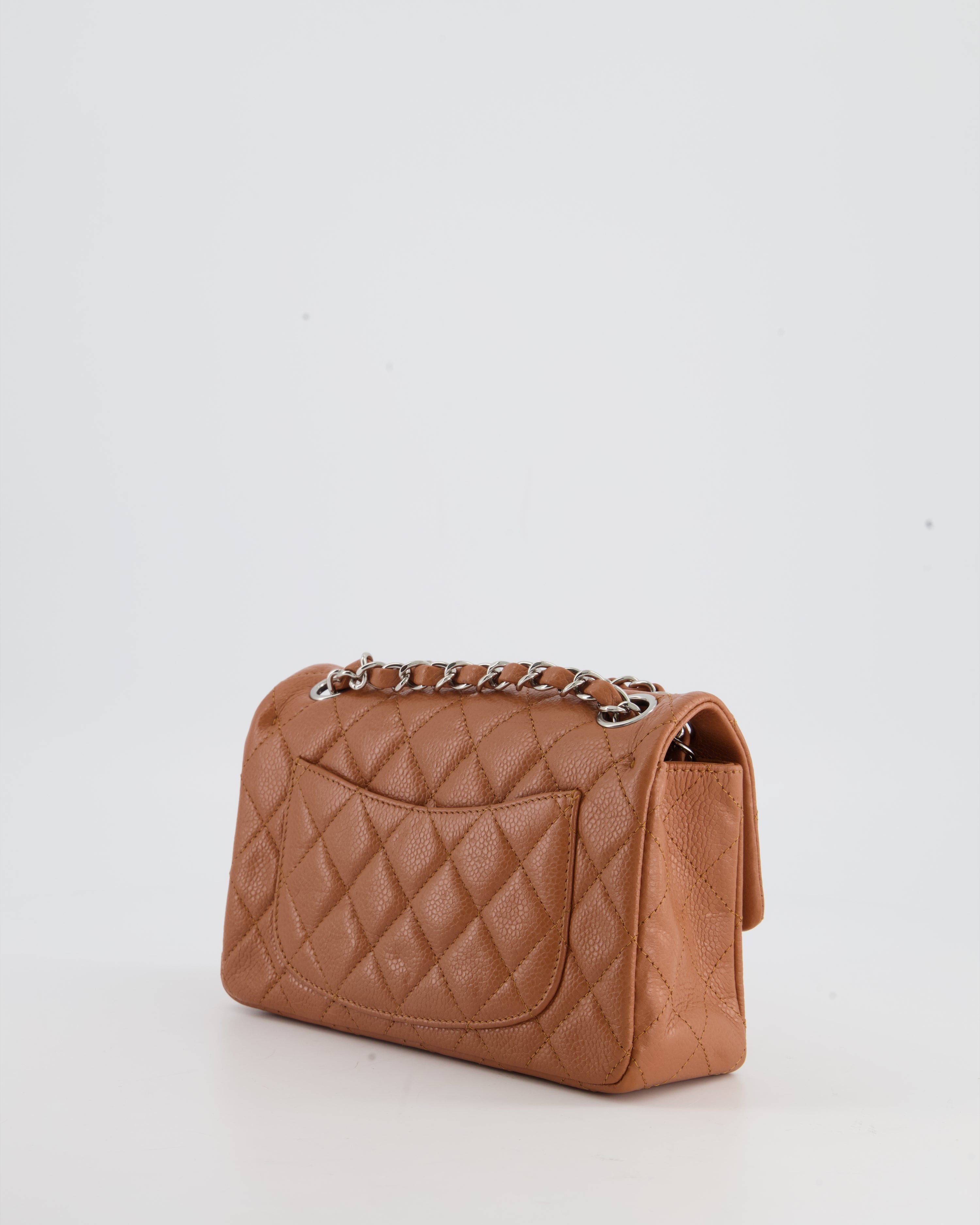Chanel Caramel Mini Rectangular Bag in Caviar Leather with Silver Hardware